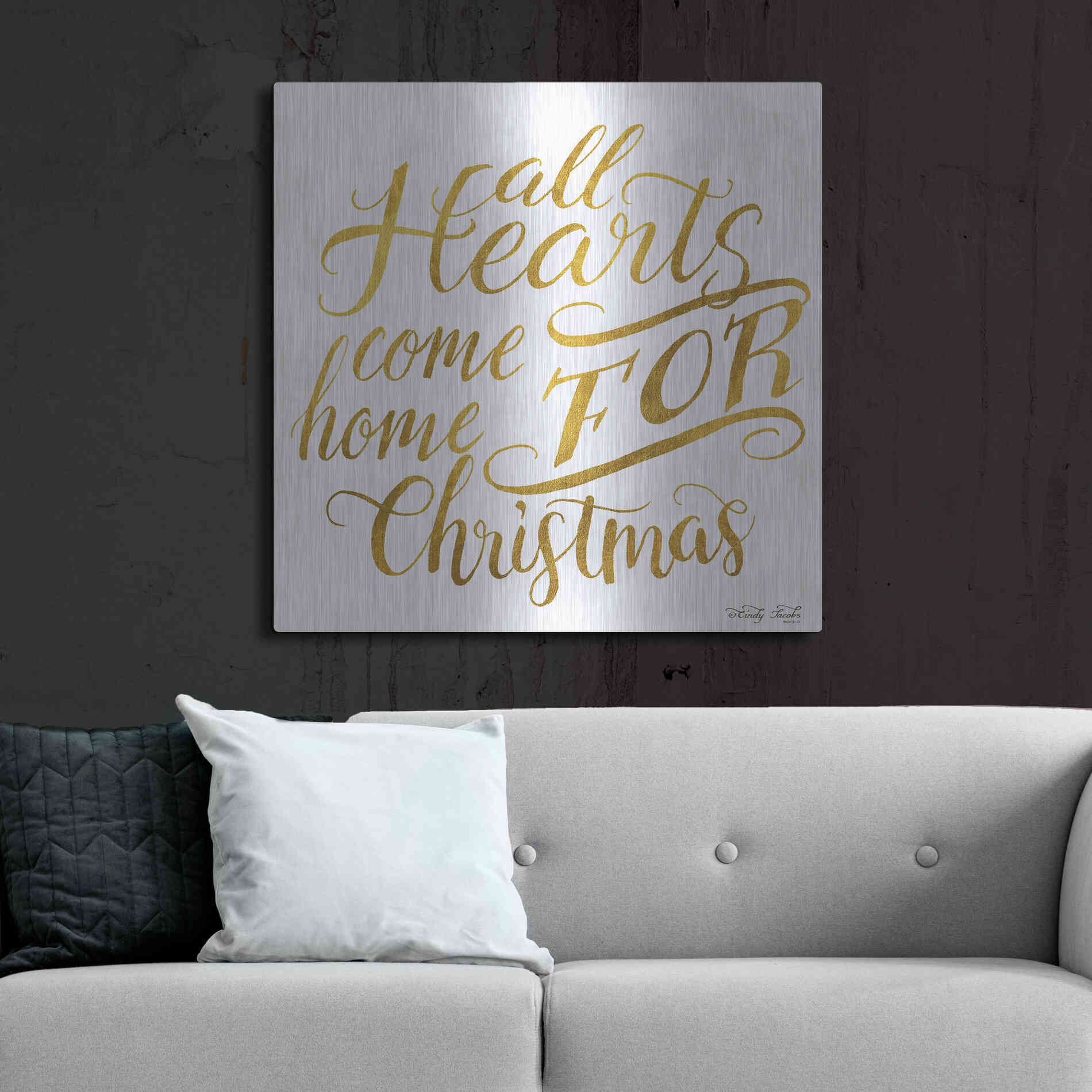 Luxe Metal Art 'Come Home for Christmas' by Cindy Jacobs, Metal Wall Art,36x36