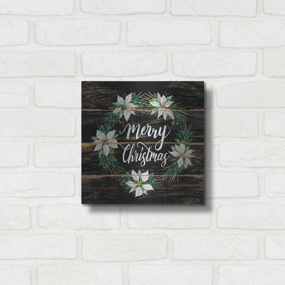 Luxe Metal Art 'Merry Christmas Poinsettia Wreath' by Cindy Jacobs, Metal Wall Art,12x12