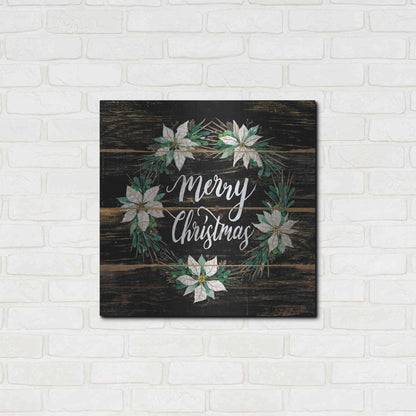 Luxe Metal Art 'Merry Christmas Poinsettia Wreath' by Cindy Jacobs, Metal Wall Art,24x24