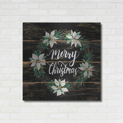 Luxe Metal Art 'Merry Christmas Poinsettia Wreath' by Cindy Jacobs, Metal Wall Art,36x36