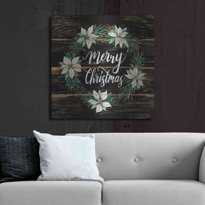 Luxe Metal Art 'Merry Christmas Poinsettia Wreath' by Cindy Jacobs, Metal Wall Art,36x36