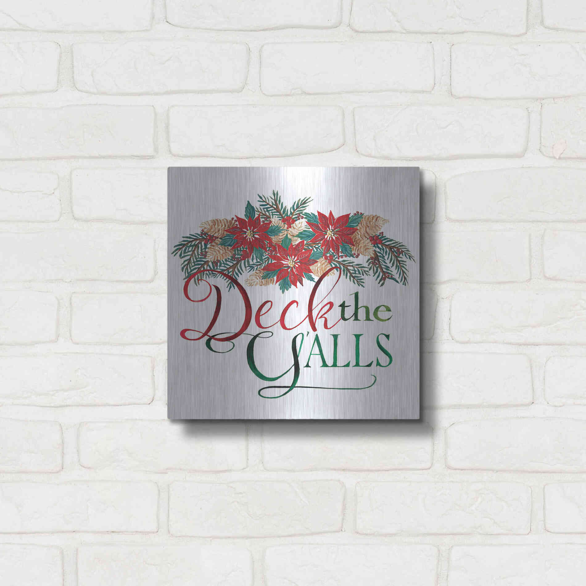 Luxe Metal Art 'Deck the Y'alls' by Cindy Jacobs, Metal Wall Art,12x12