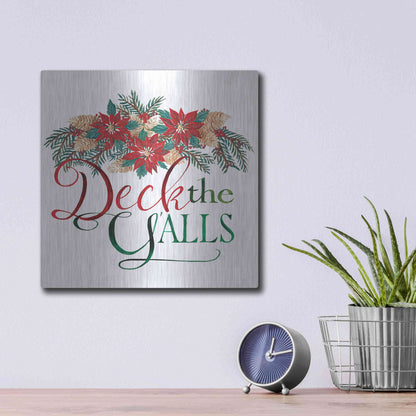 Luxe Metal Art 'Deck the Y'alls' by Cindy Jacobs, Metal Wall Art,12x12