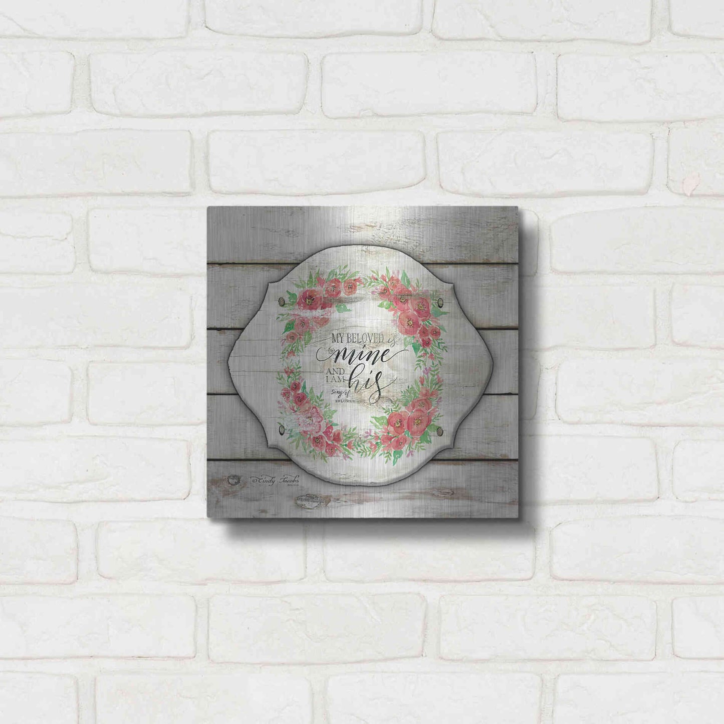 Luxe Metal Art 'My Beloved is Mine' by Cindy Jacobs, Metal Wall Art,12x12
