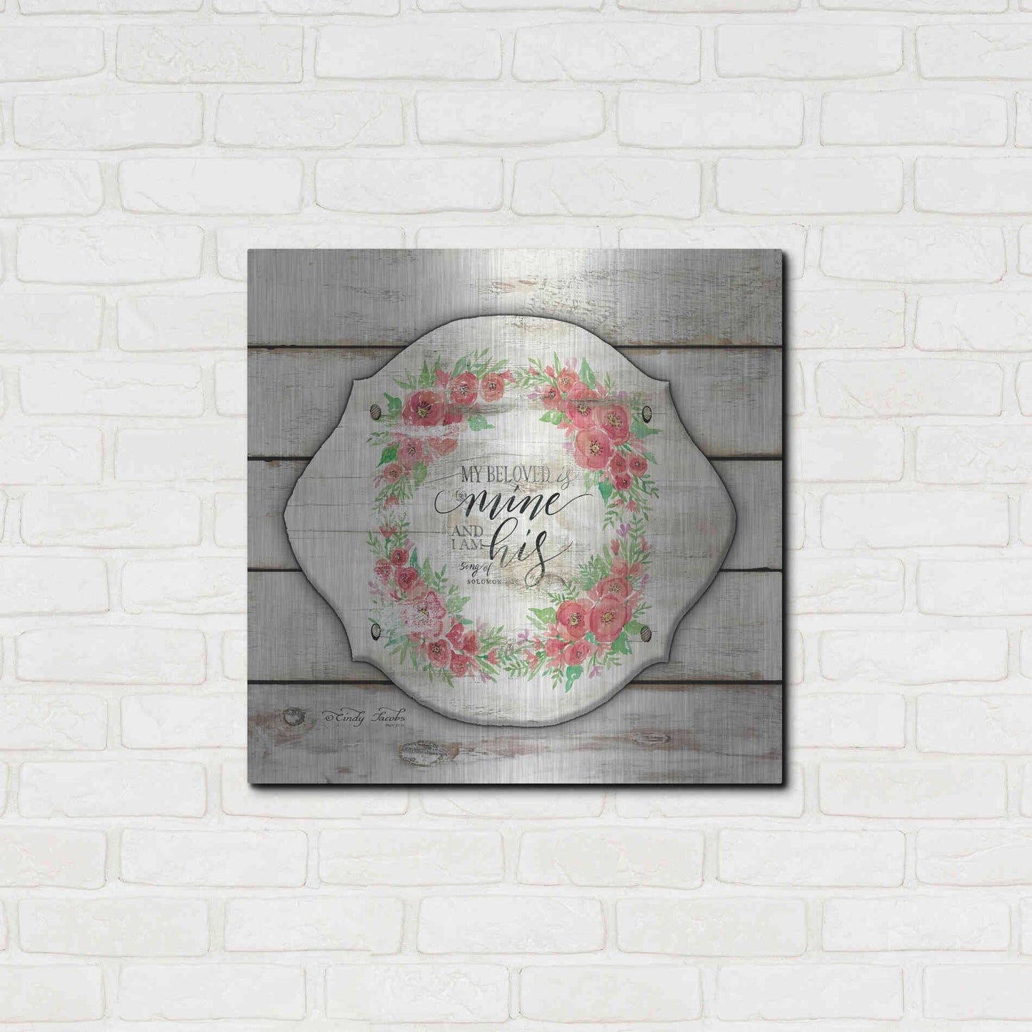 Luxe Metal Art 'My Beloved is Mine' by Cindy Jacobs, Metal Wall Art,24x24