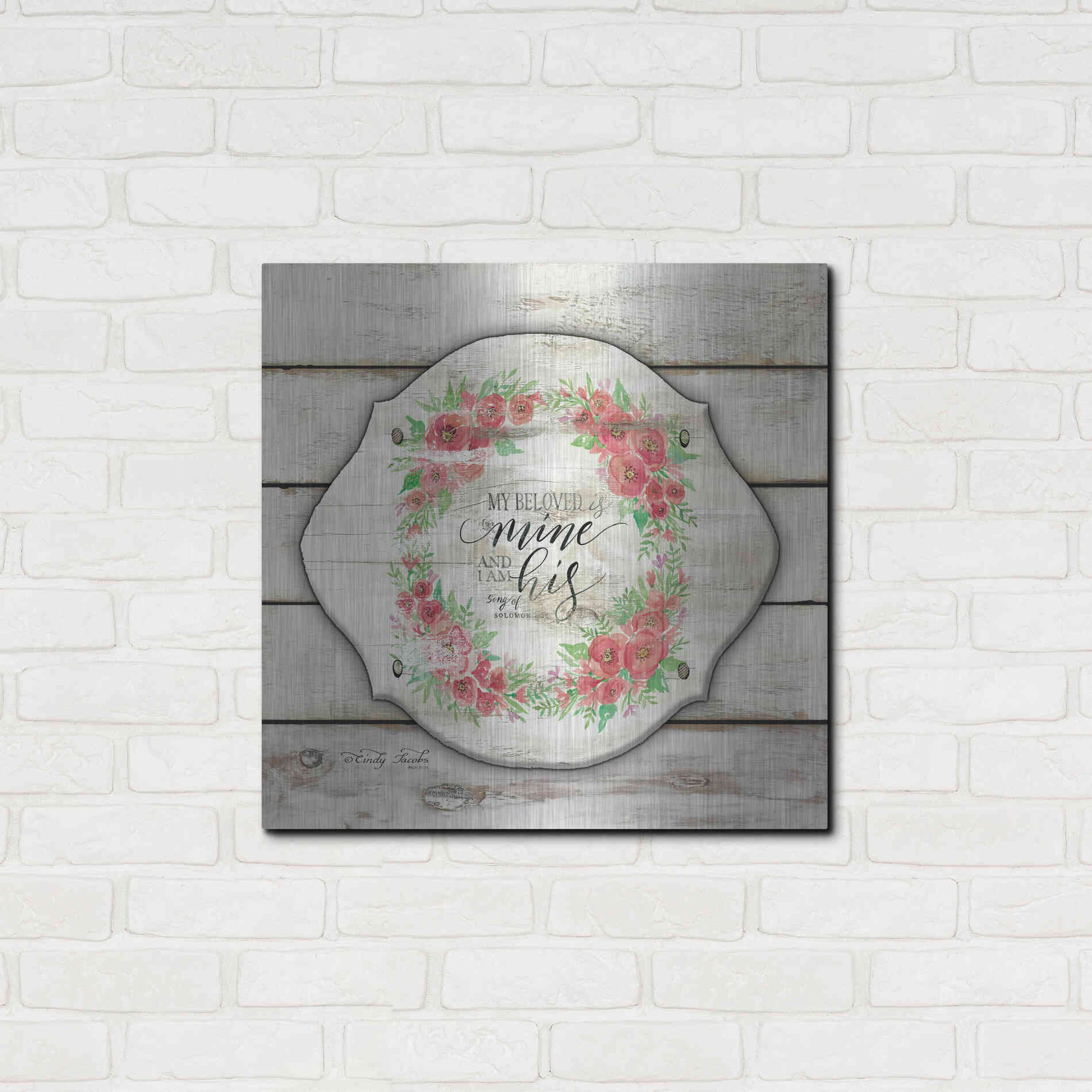 Luxe Metal Art 'My Beloved is Mine' by Cindy Jacobs, Metal Wall Art,24x24