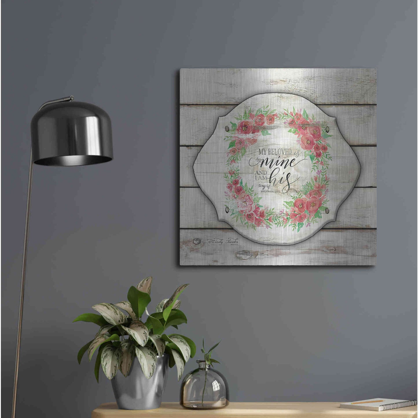 Luxe Metal Art 'My Beloved is Mine' by Cindy Jacobs, Metal Wall Art,24x24