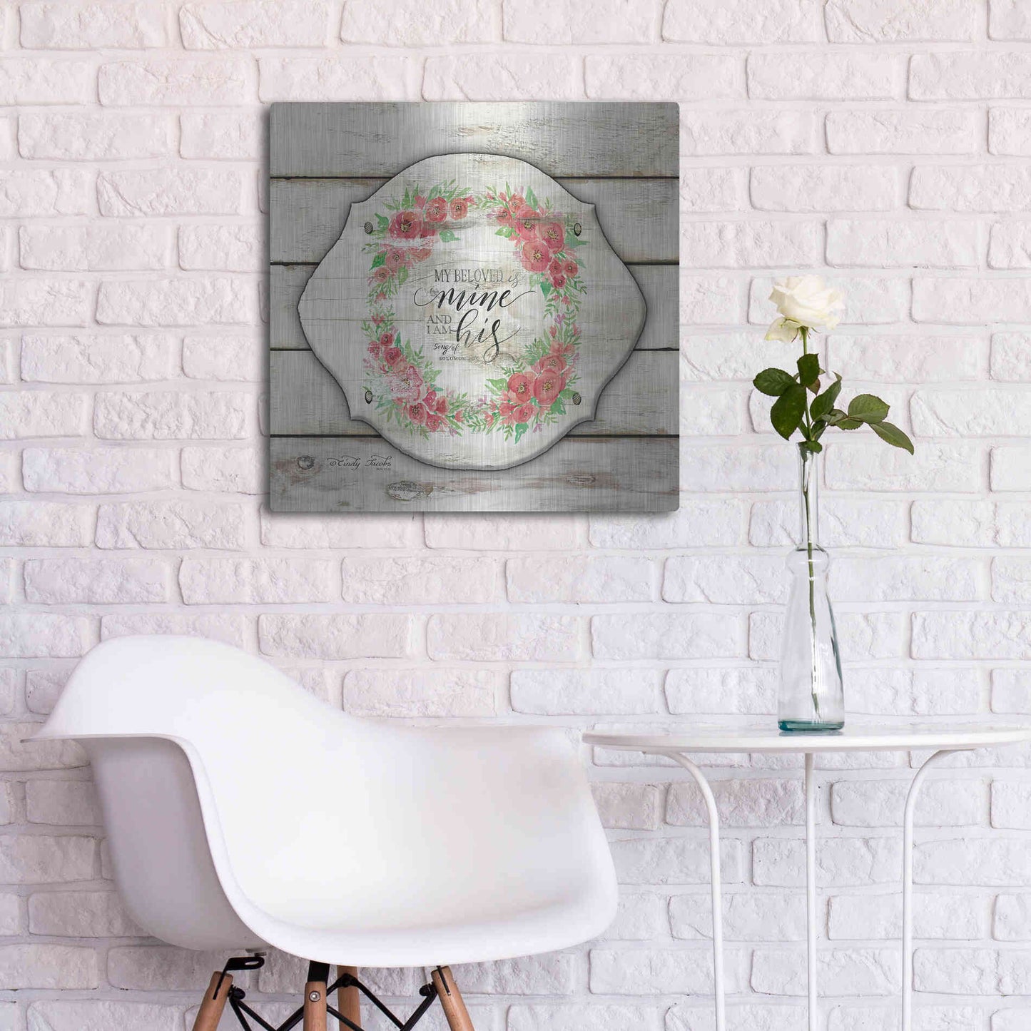 Luxe Metal Art 'My Beloved is Mine' by Cindy Jacobs, Metal Wall Art,24x24