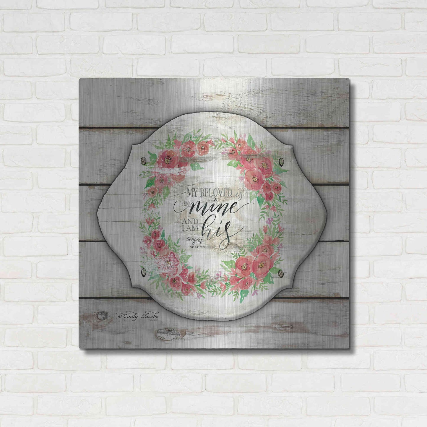 Luxe Metal Art 'My Beloved is Mine' by Cindy Jacobs, Metal Wall Art,36x36