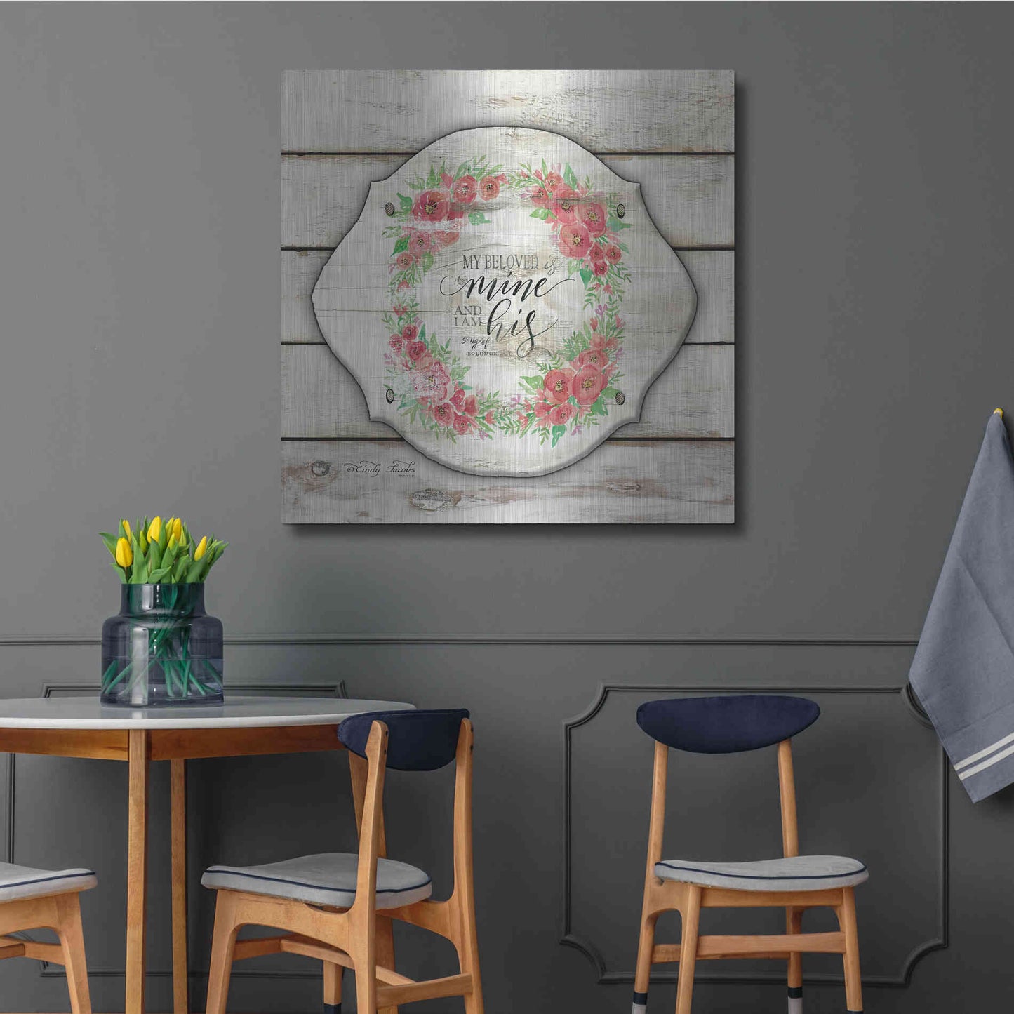 Luxe Metal Art 'My Beloved is Mine' by Cindy Jacobs, Metal Wall Art,36x36