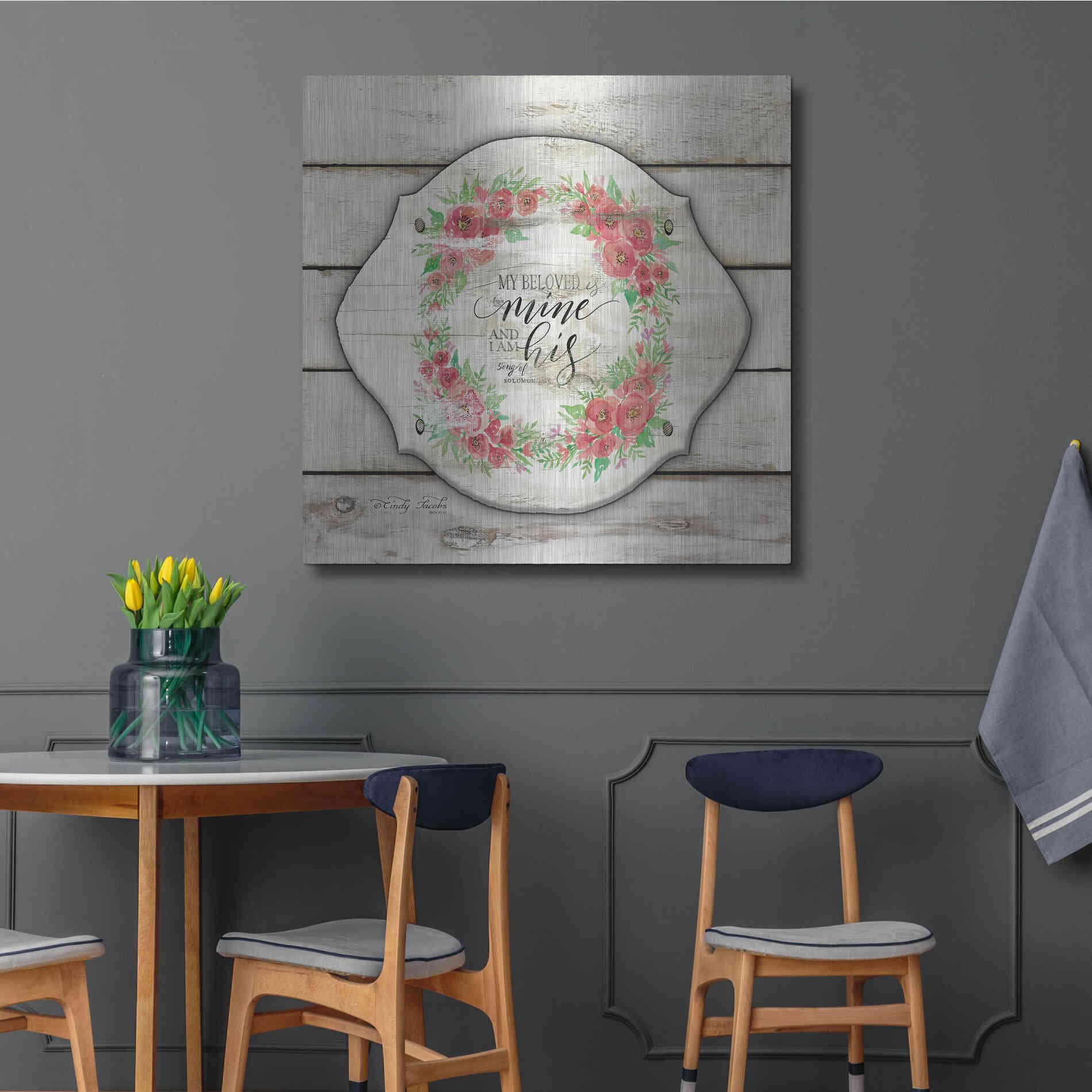 Luxe Metal Art 'My Beloved is Mine' by Cindy Jacobs, Metal Wall Art,36x36