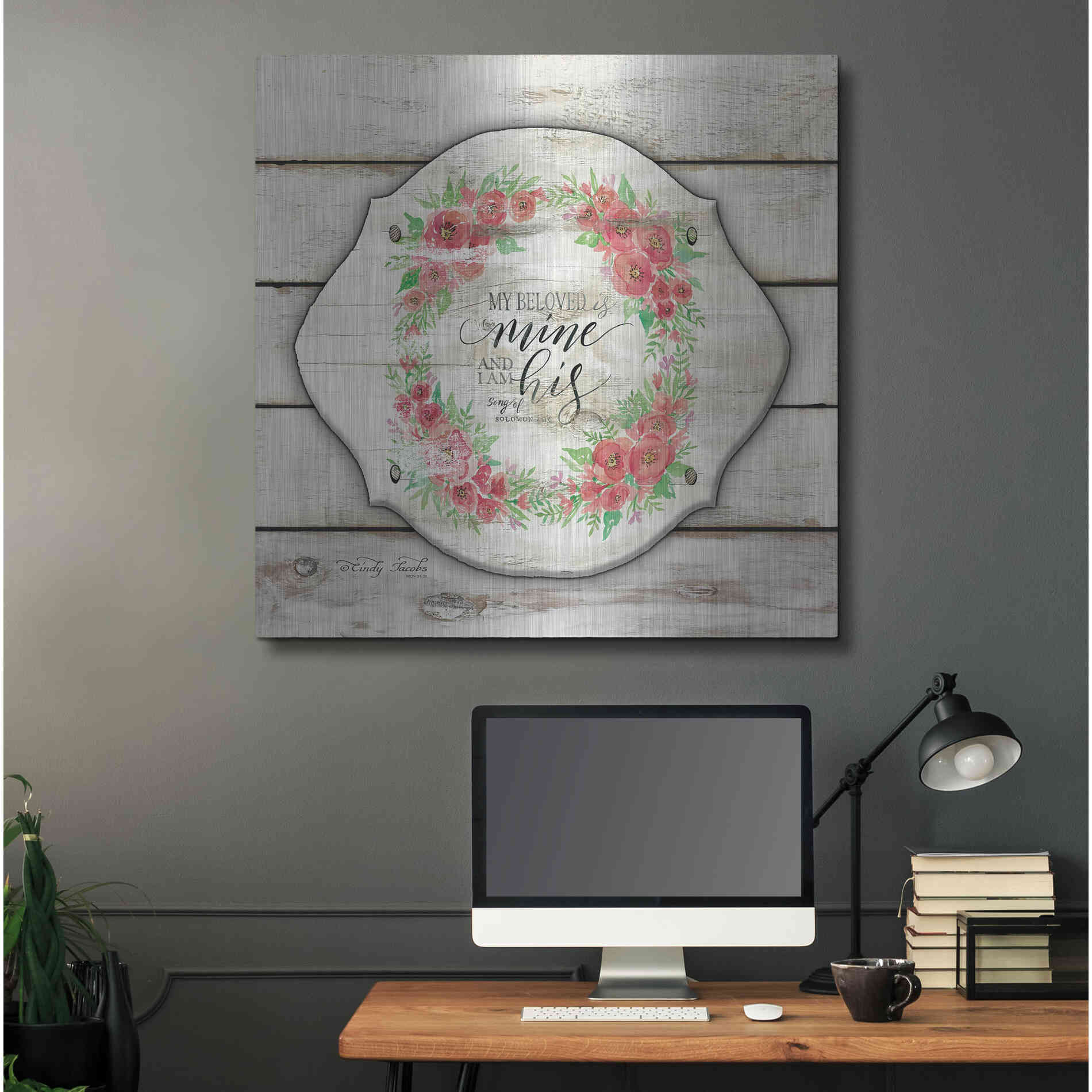 Luxe Metal Art 'My Beloved is Mine' by Cindy Jacobs, Metal Wall Art,36x36
