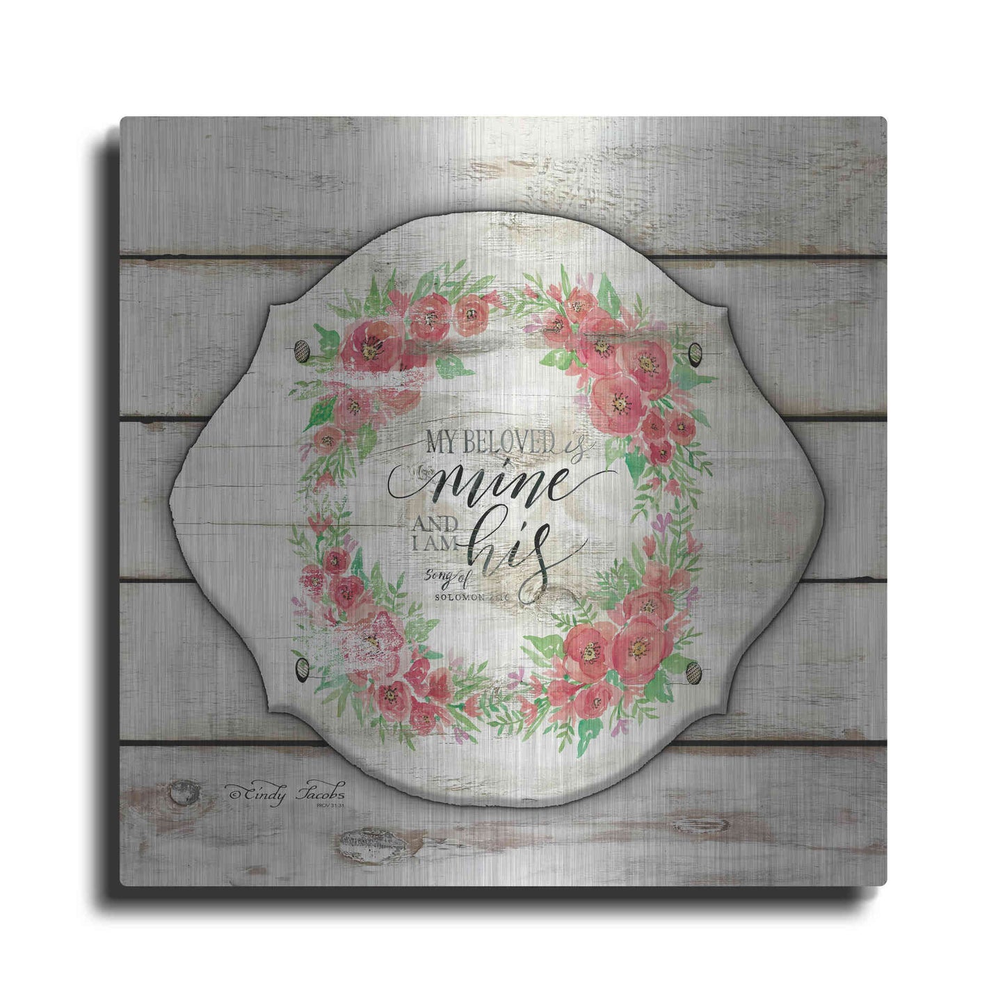 Luxe Metal Art 'My Beloved is Mine' by Cindy Jacobs, Metal Wall Art