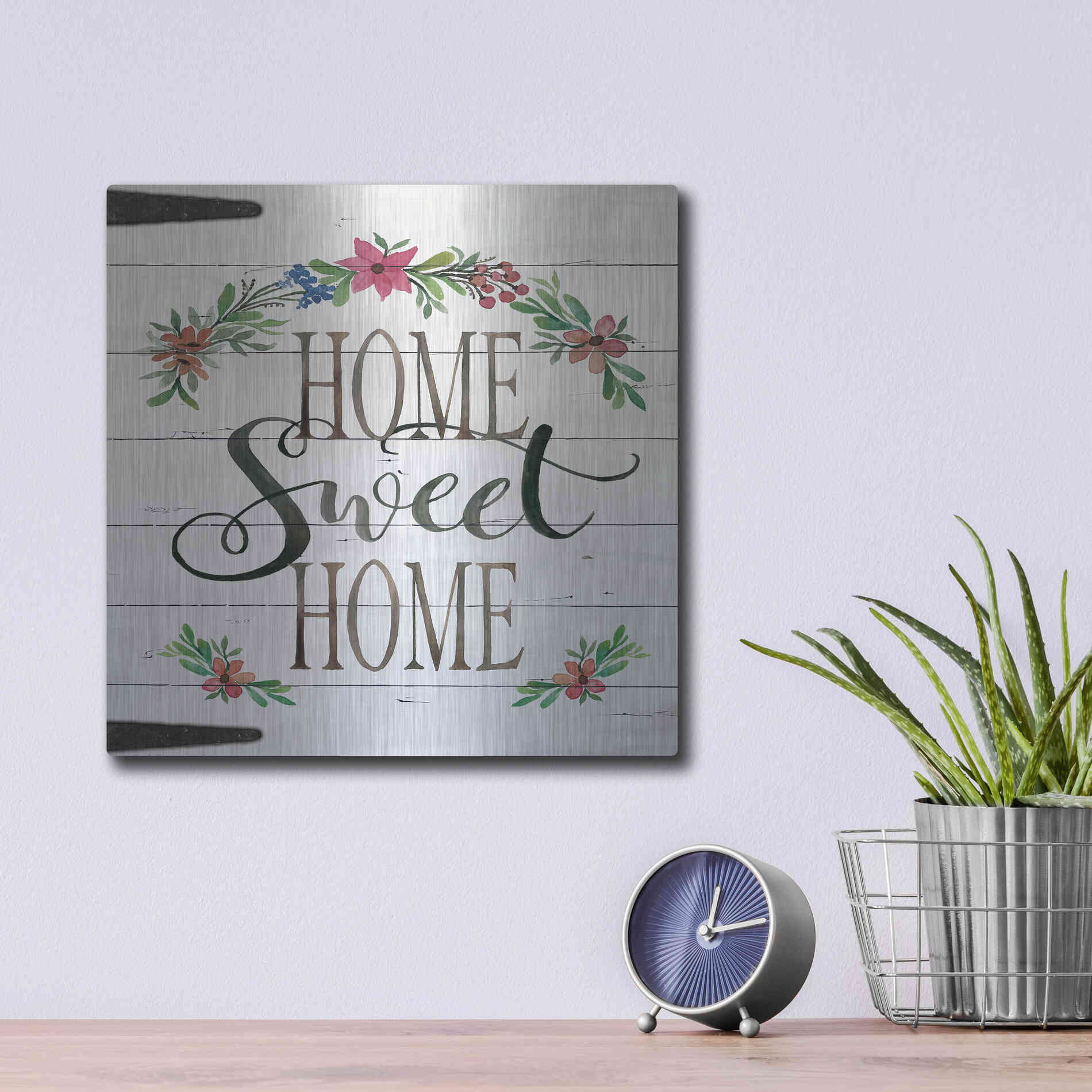Luxe Metal Art 'Home Sweet Home Door' by Cindy Jacobs, Metal Wall Art,12x12