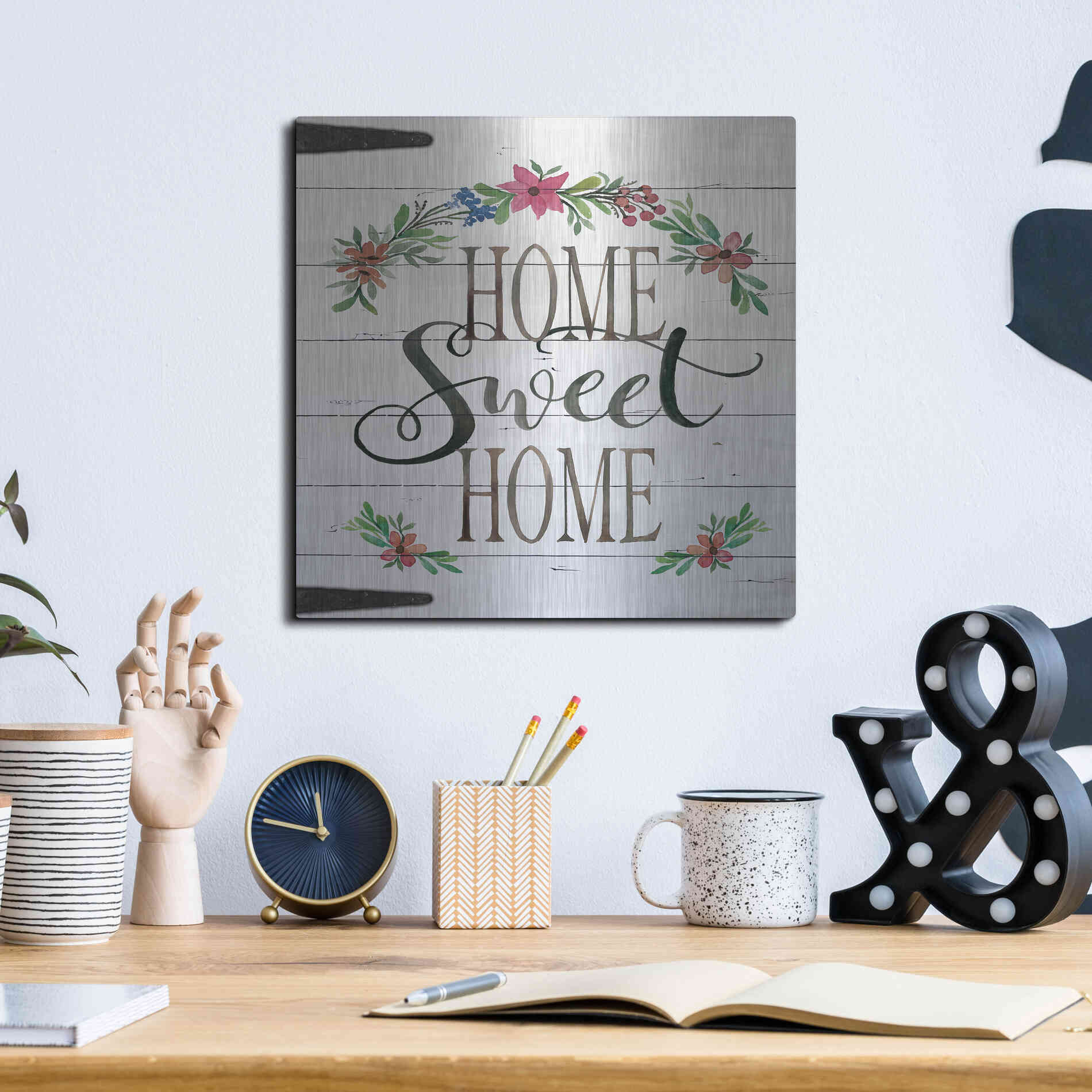 Luxe Metal Art 'Home Sweet Home Door' by Cindy Jacobs, Metal Wall Art,12x12
