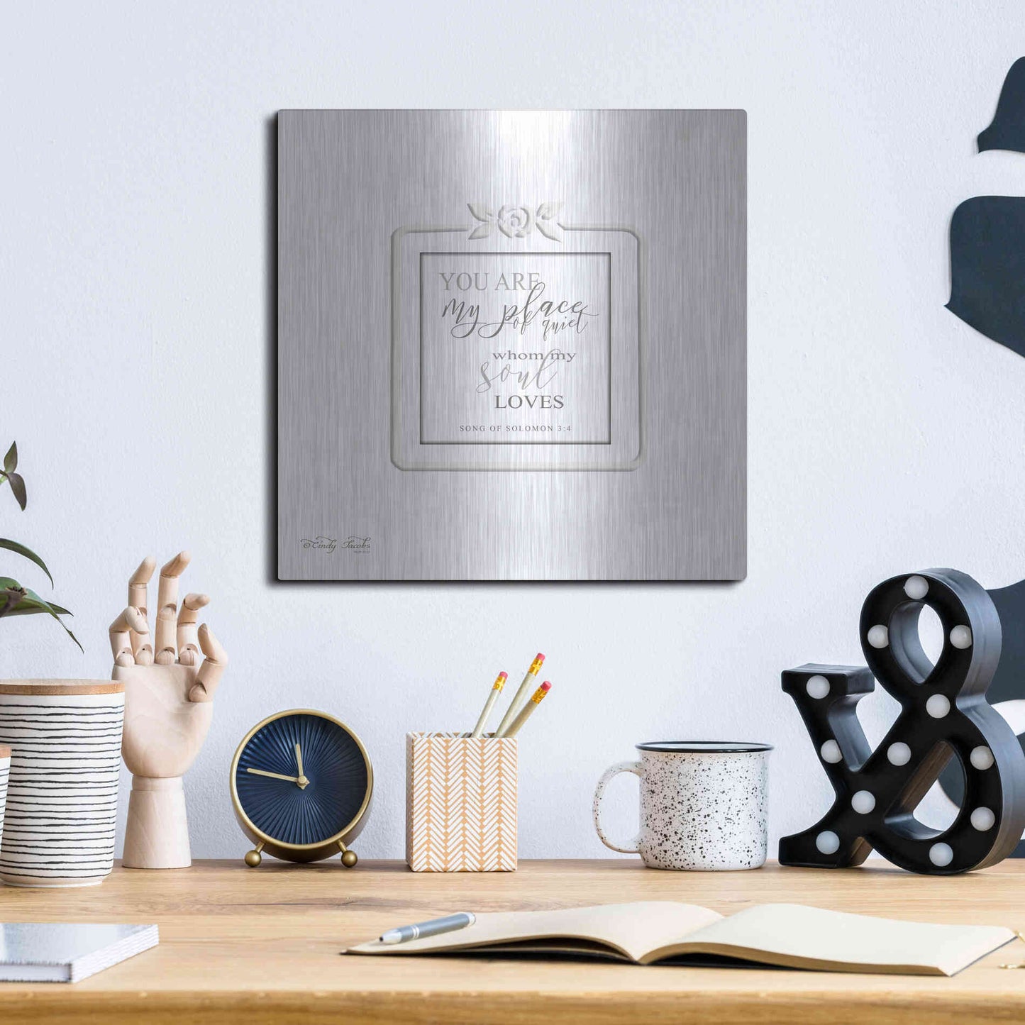 Luxe Metal Art 'My Soul Loves' by Cindy Jacobs, Metal Wall Art,12x12