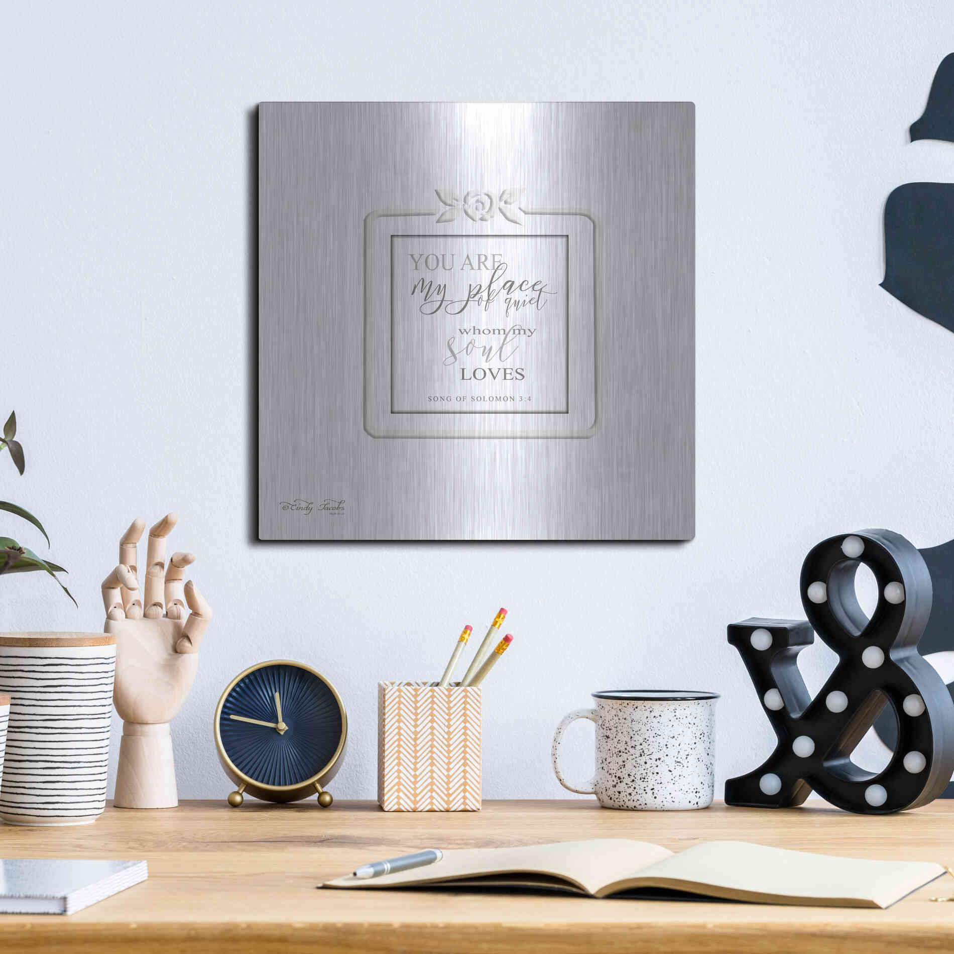 Luxe Metal Art 'My Soul Loves' by Cindy Jacobs, Metal Wall Art,12x12
