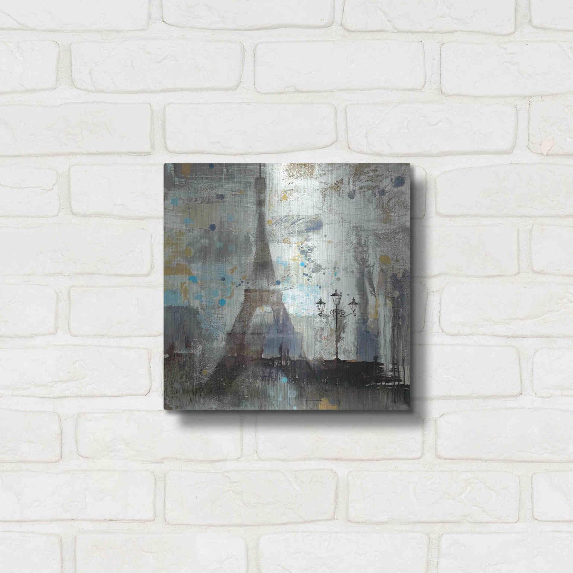 Luxe Metal Art 'Eiffel Tower Neutral' by Albena Hristova, Metal Wall Art,12x12