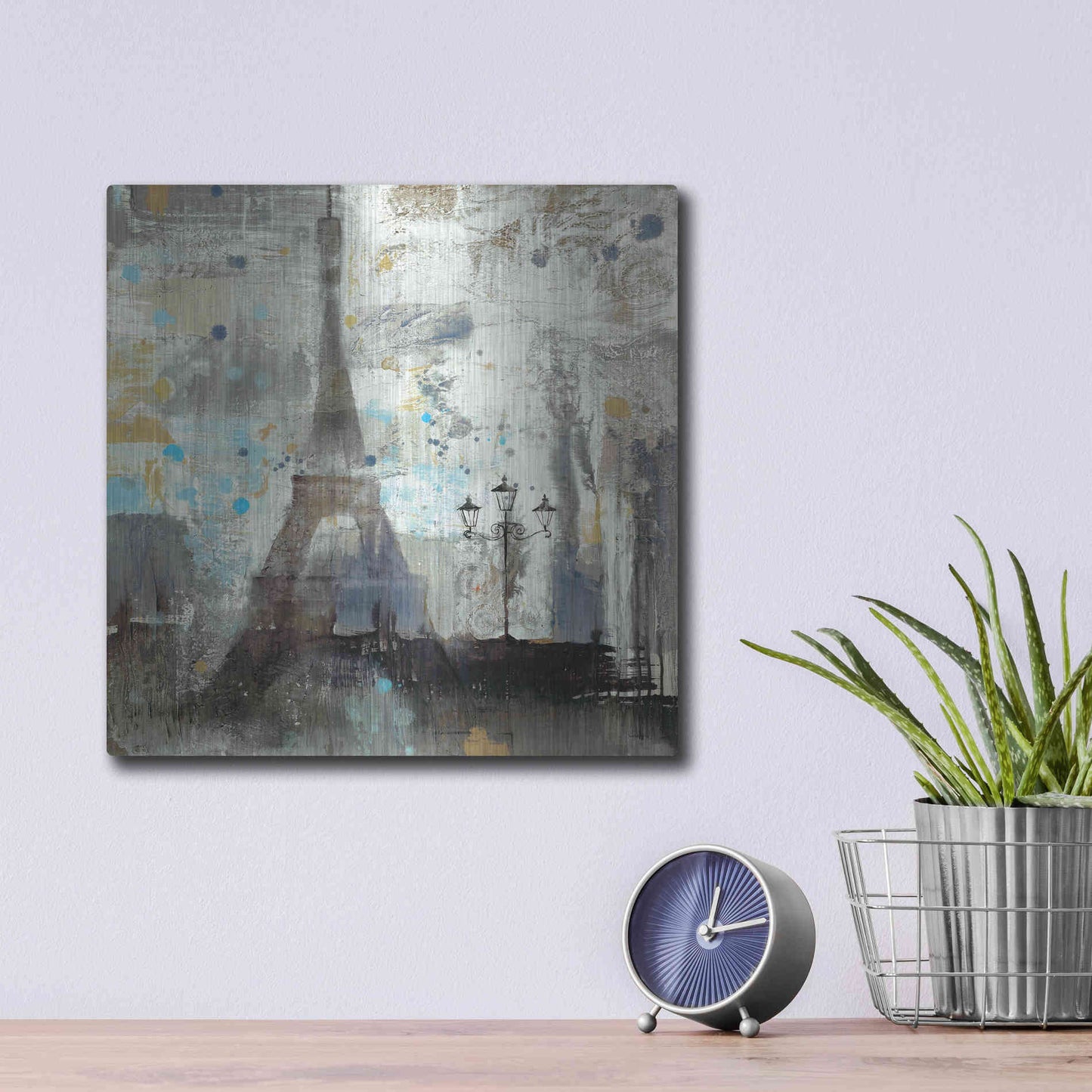 Luxe Metal Art 'Eiffel Tower Neutral' by Albena Hristova, Metal Wall Art,12x12