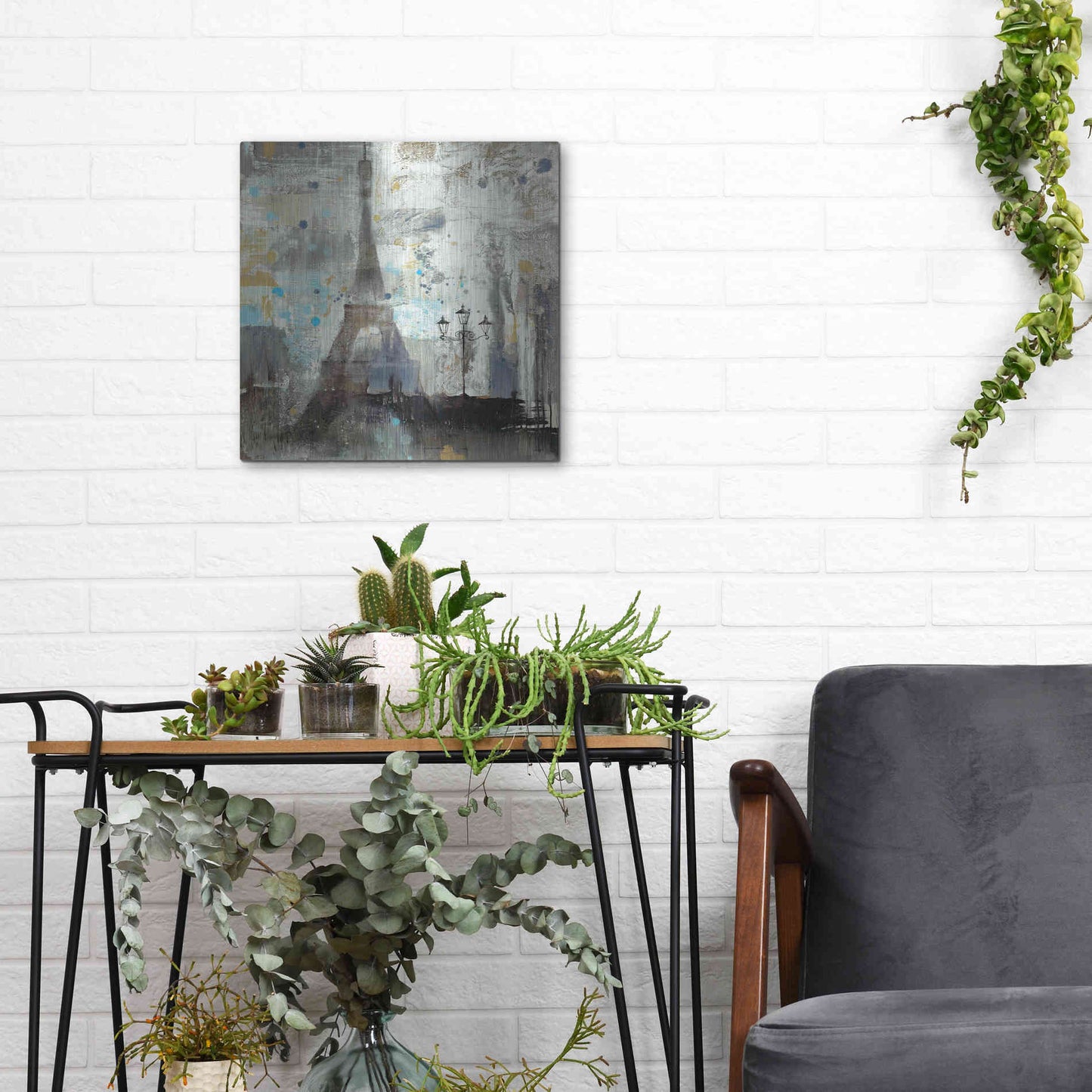 Luxe Metal Art 'Eiffel Tower Neutral' by Albena Hristova, Metal Wall Art,12x12