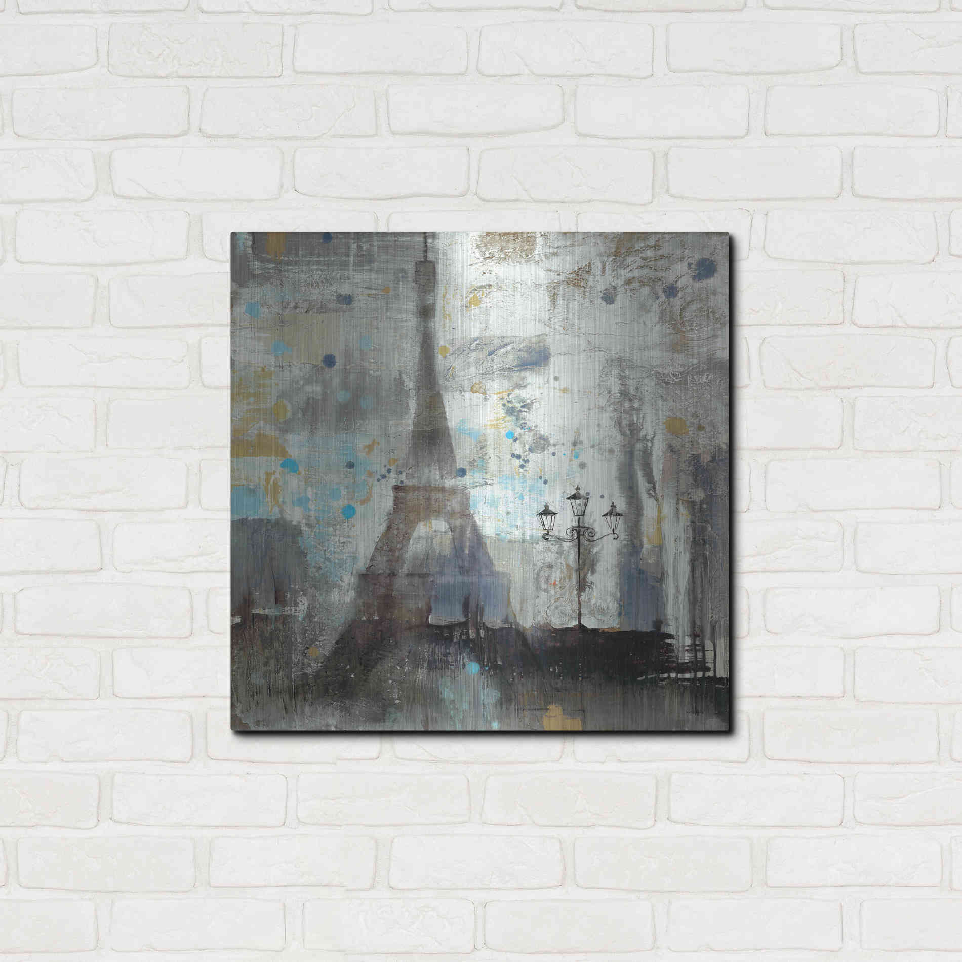 Luxe Metal Art 'Eiffel Tower Neutral' by Albena Hristova, Metal Wall Art,24x24