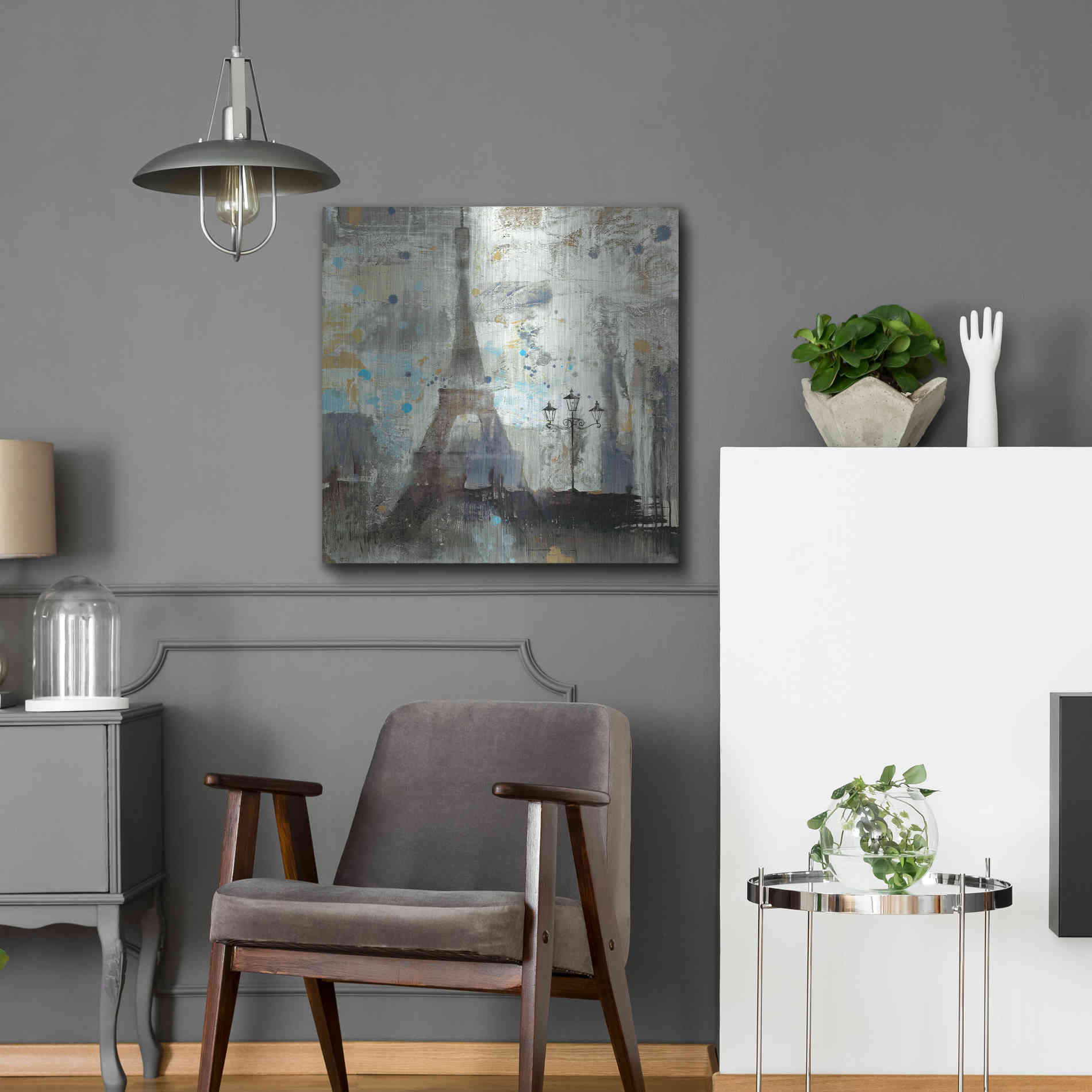 Luxe Metal Art 'Eiffel Tower Neutral' by Albena Hristova, Metal Wall Art,24x24