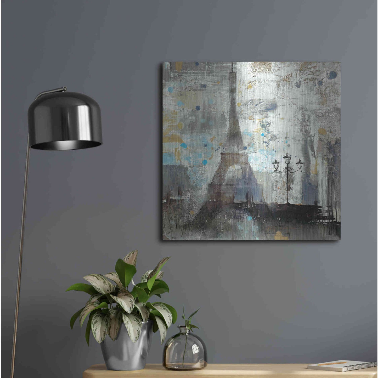 Luxe Metal Art 'Eiffel Tower Neutral' by Albena Hristova, Metal Wall Art,24x24