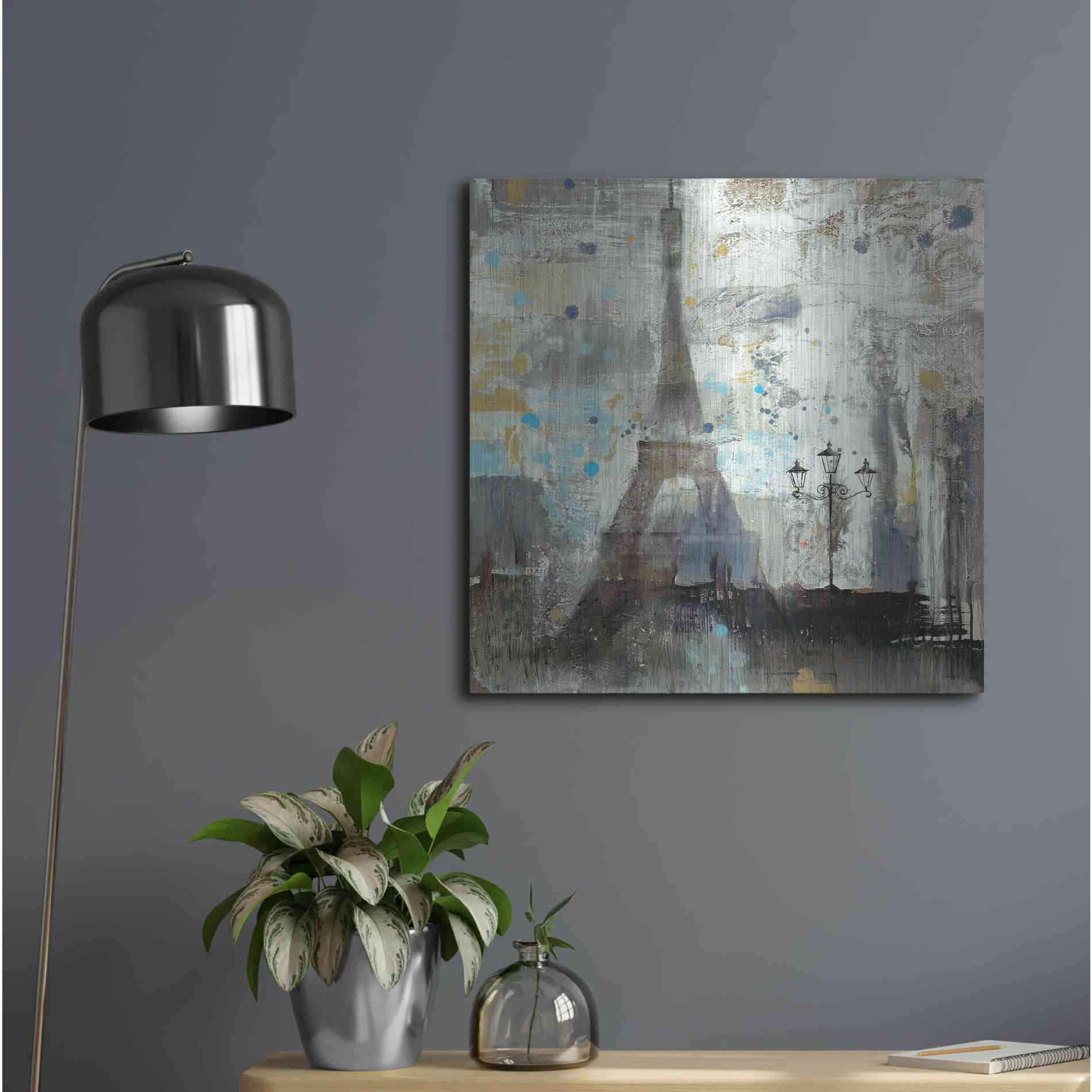 Luxe Metal Art 'Eiffel Tower Neutral' by Albena Hristova, Metal Wall Art,24x24