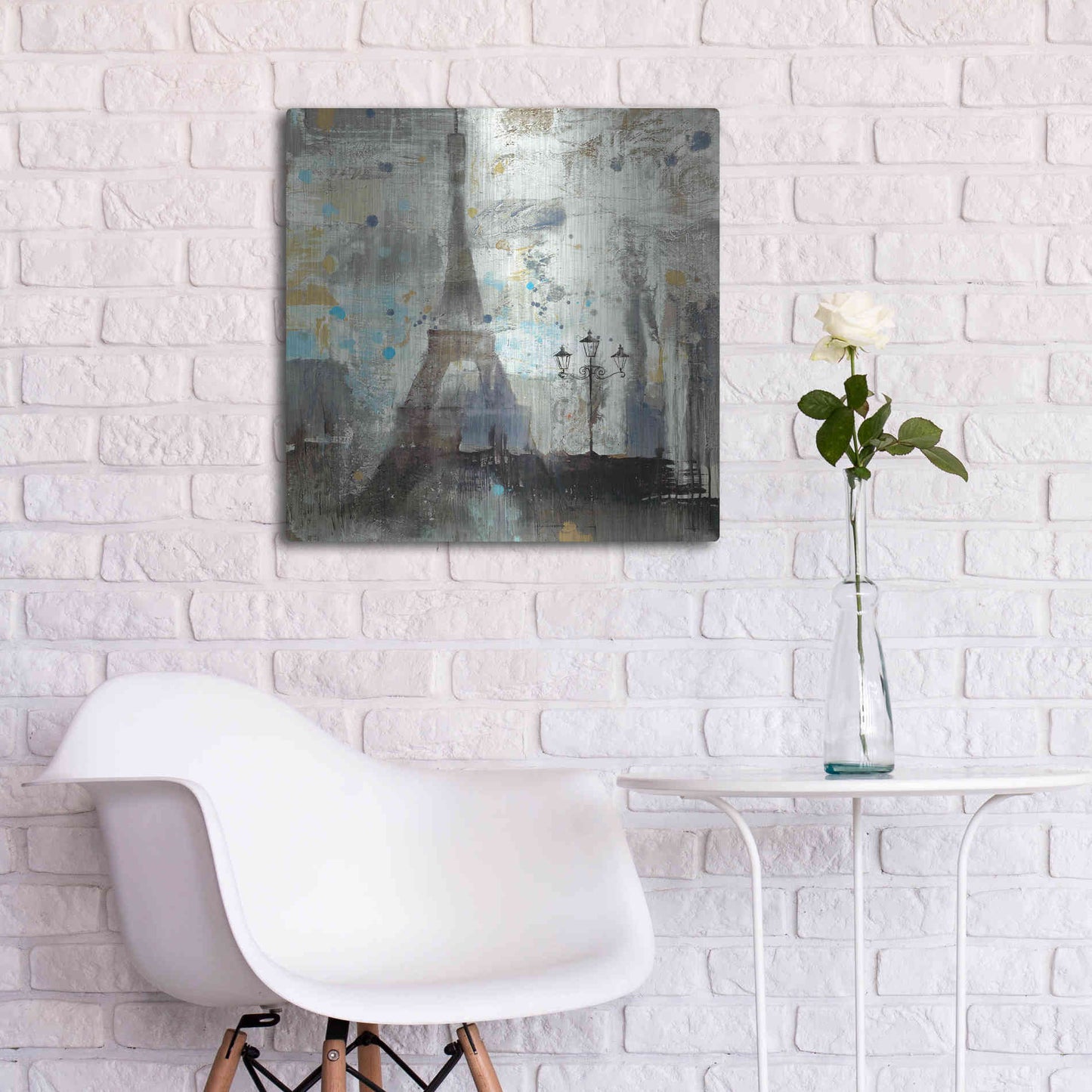 Luxe Metal Art 'Eiffel Tower Neutral' by Albena Hristova, Metal Wall Art,24x24