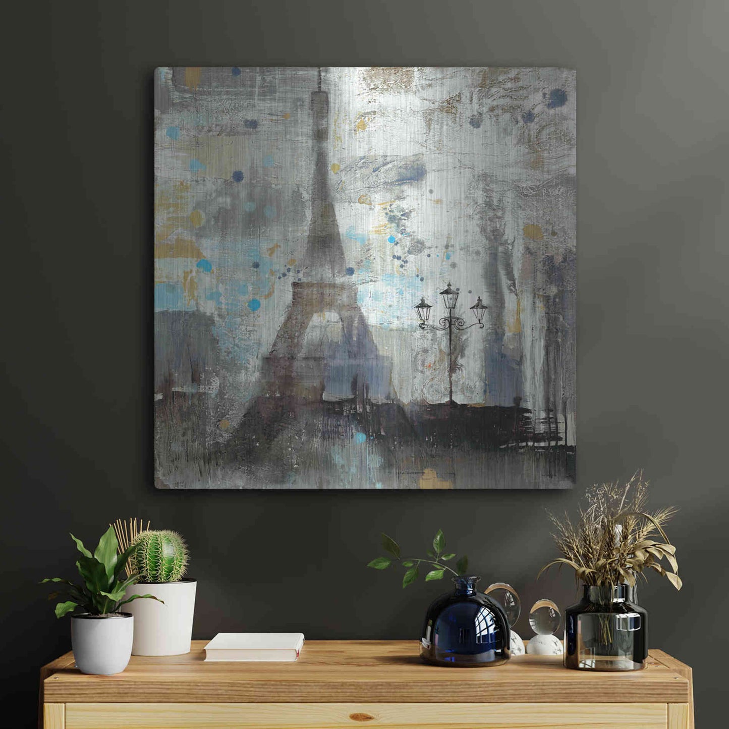 Luxe Metal Art 'Eiffel Tower Neutral' by Albena Hristova, Metal Wall Art,24x24