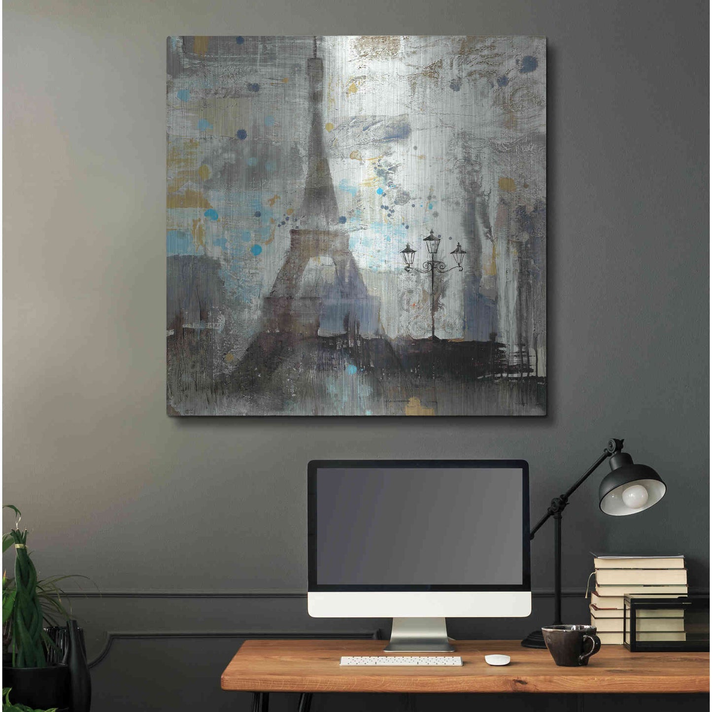 Luxe Metal Art 'Eiffel Tower Neutral' by Albena Hristova, Metal Wall Art,36x36