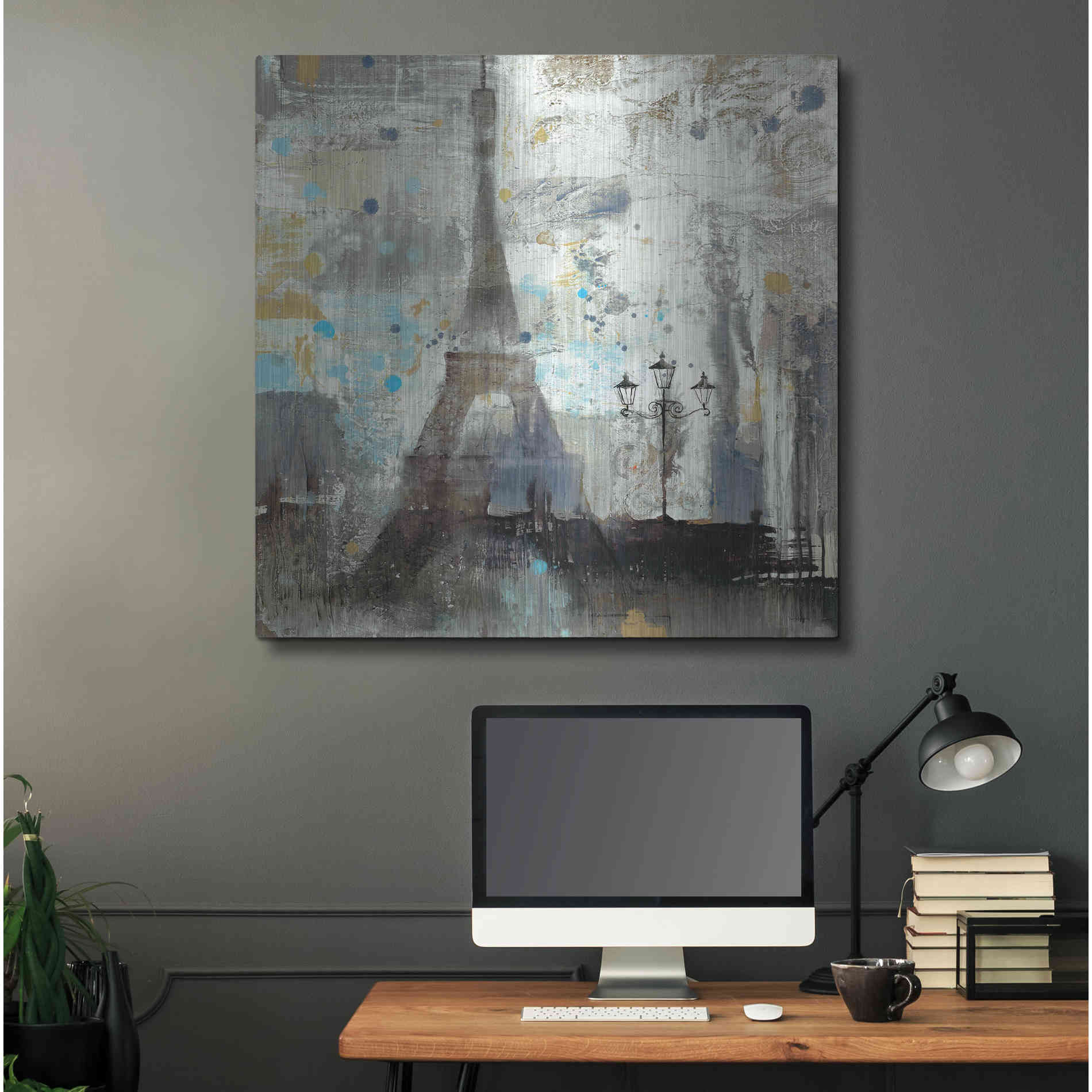 Luxe Metal Art 'Eiffel Tower Neutral' by Albena Hristova, Metal Wall Art,36x36
