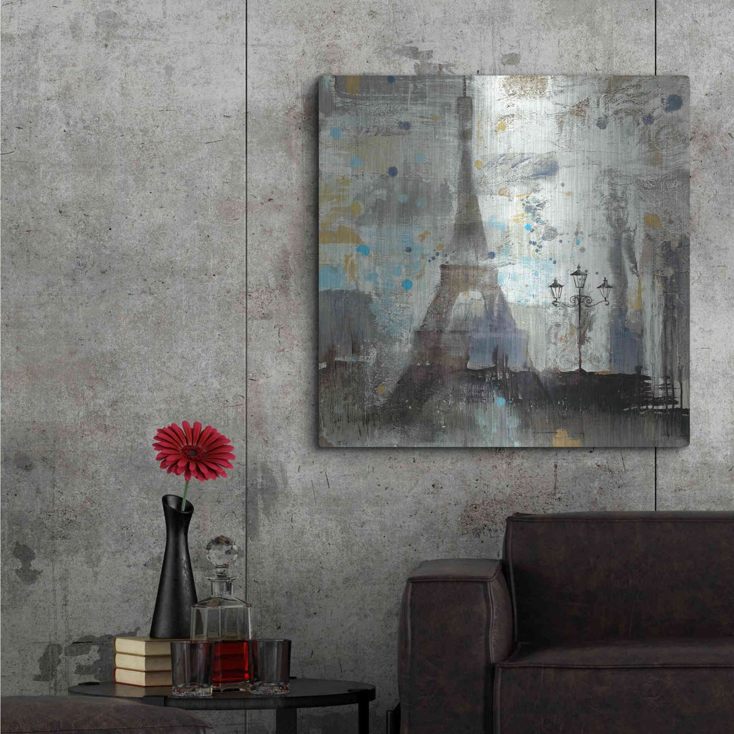 Luxe Metal Art 'Eiffel Tower Neutral' by Albena Hristova, Metal Wall Art,36x36