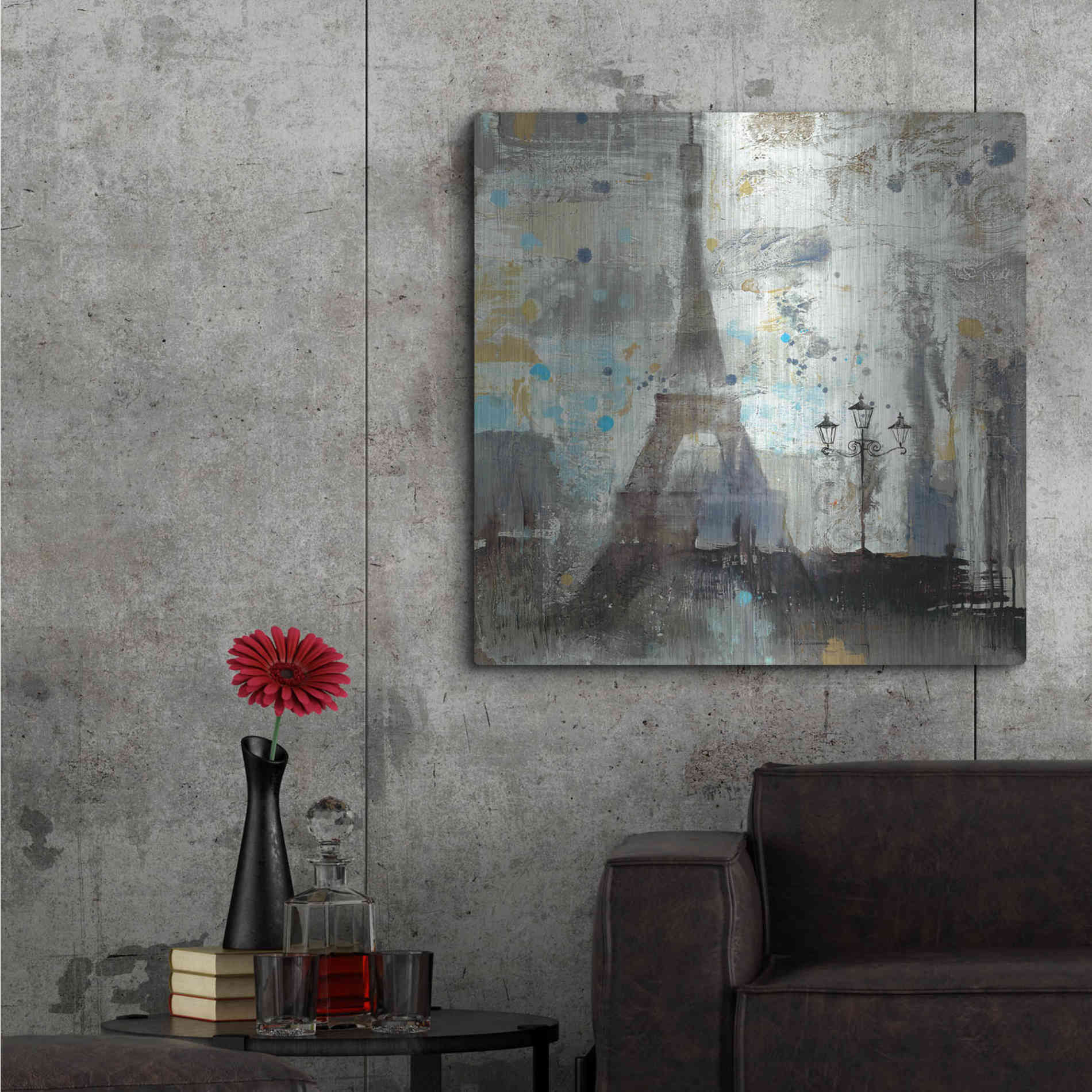 Luxe Metal Art 'Eiffel Tower Neutral' by Albena Hristova, Metal Wall Art,36x36