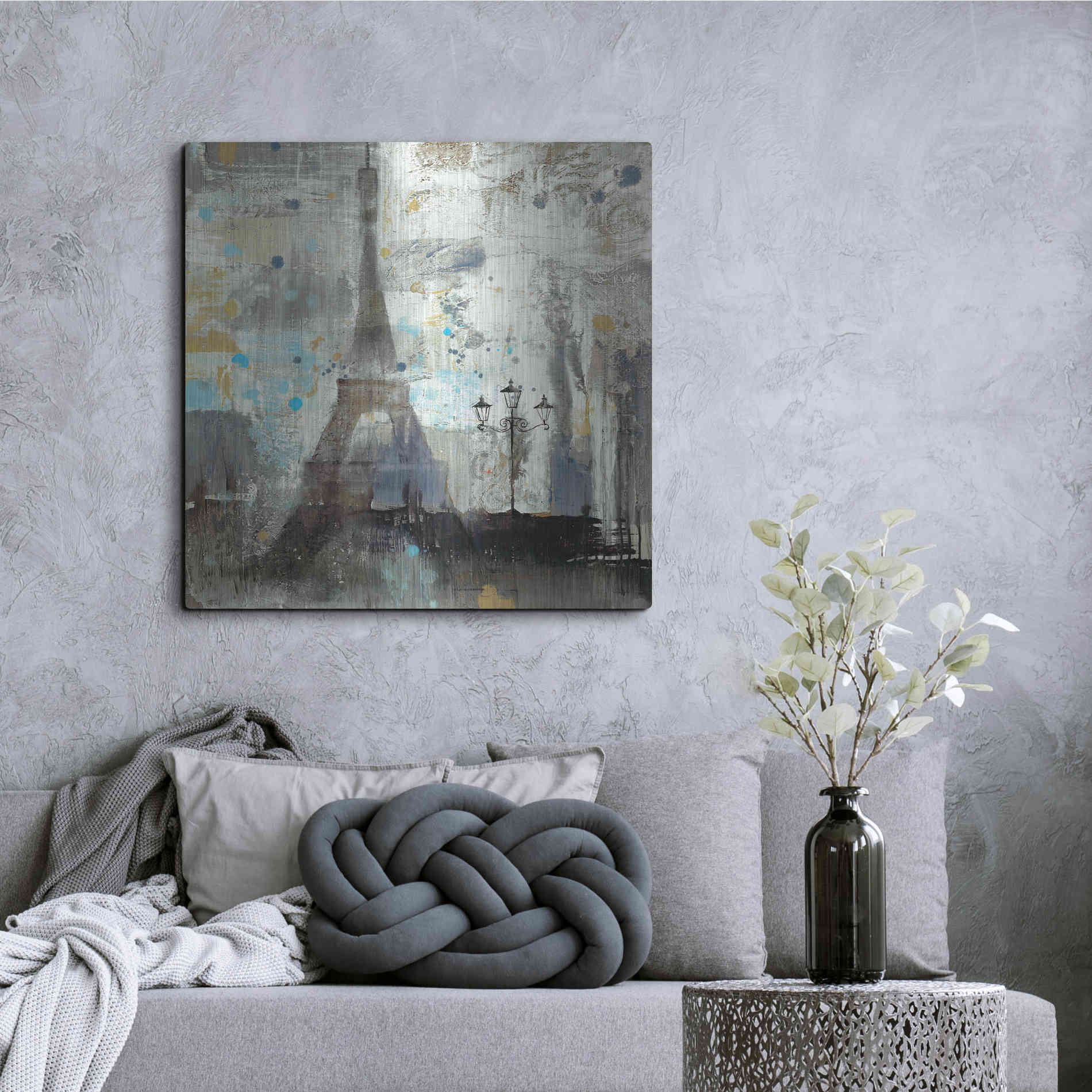 Luxe Metal Art 'Eiffel Tower Neutral' by Albena Hristova, Metal Wall Art,36x36