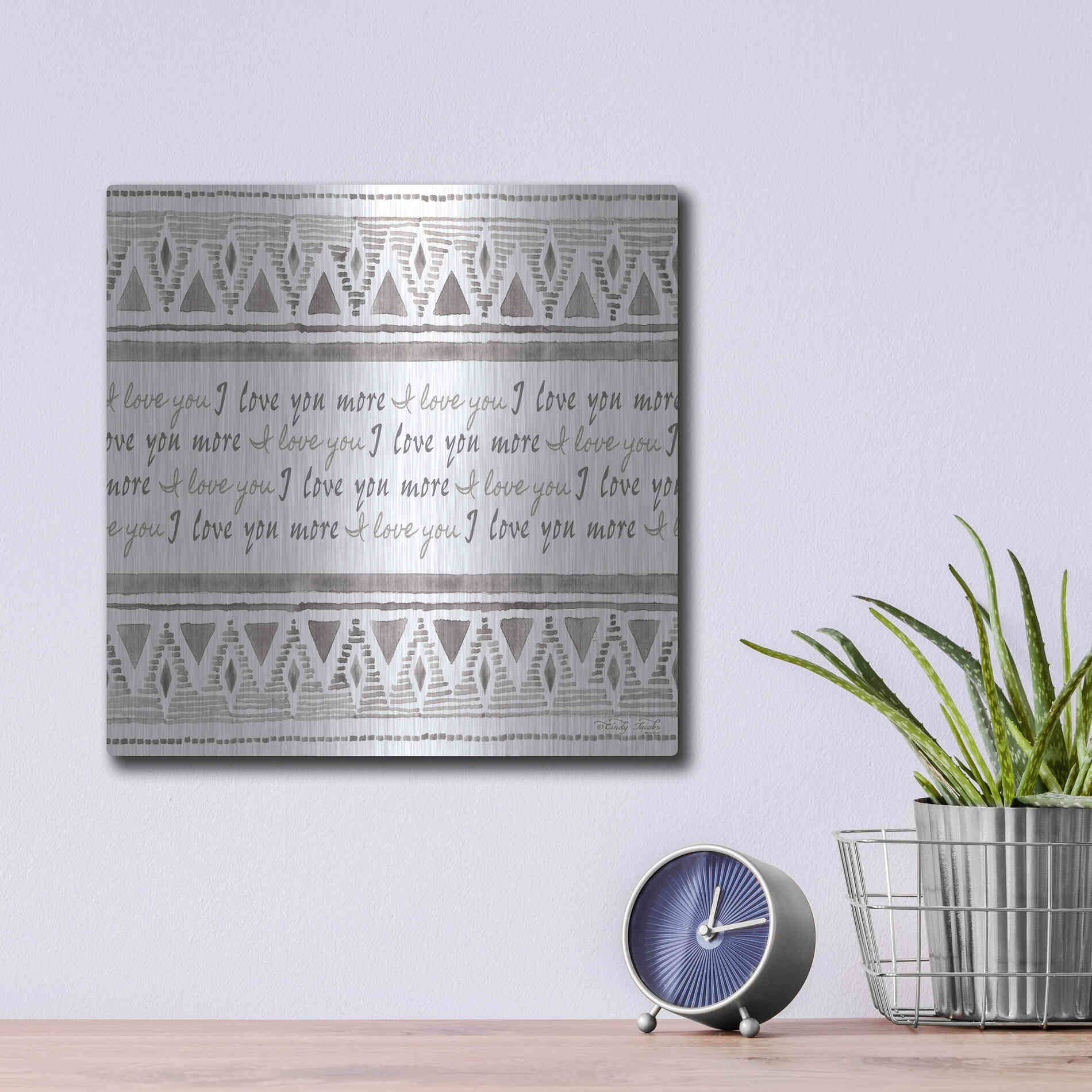 Luxe Metal Art 'I Love You More' by Cindy Jacobs, Metal Wall Art,12x12