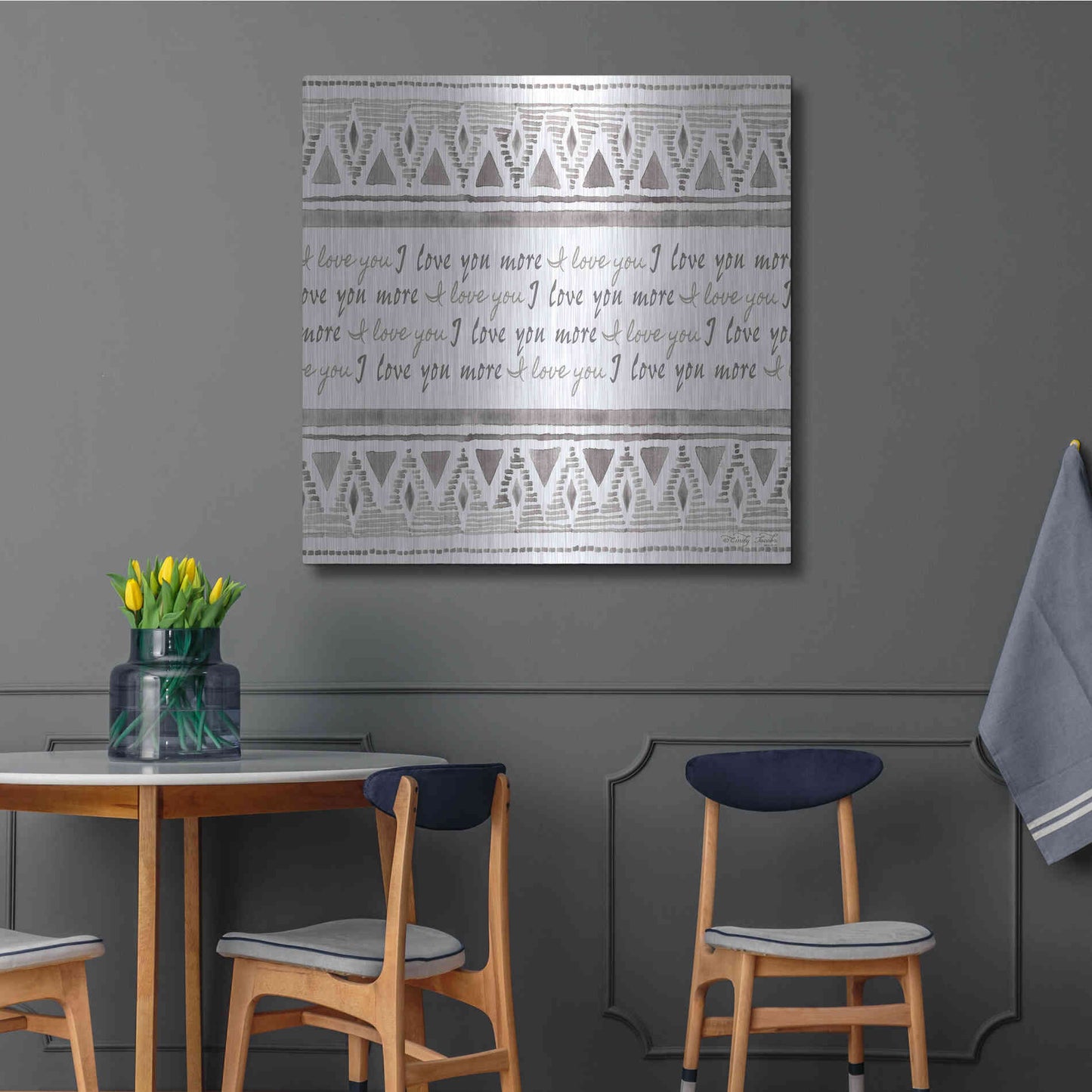 Luxe Metal Art 'I Love You More' by Cindy Jacobs, Metal Wall Art,36x36
