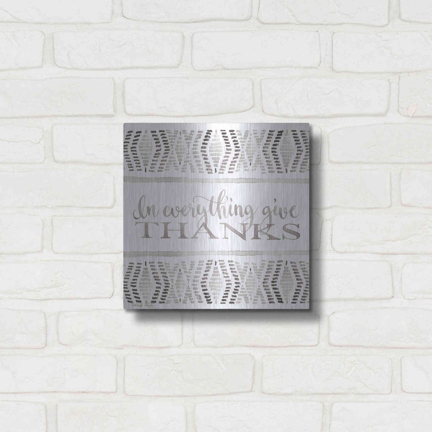 Luxe Metal Art 'In Everything Give Thanks' by Cindy Jacobs, Metal Wall Art,12x12