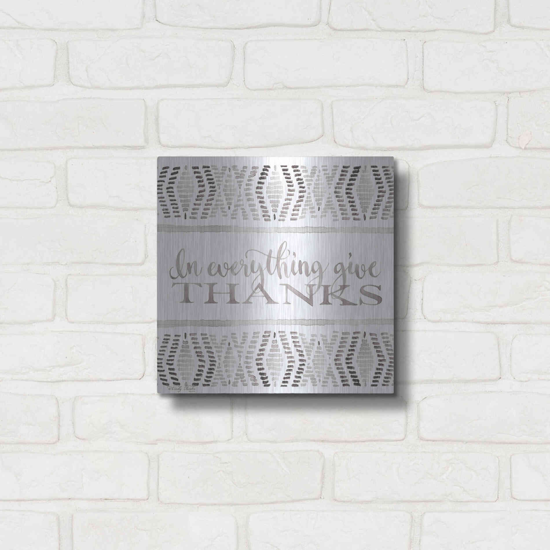 Luxe Metal Art 'In Everything Give Thanks' by Cindy Jacobs, Metal Wall Art,12x12
