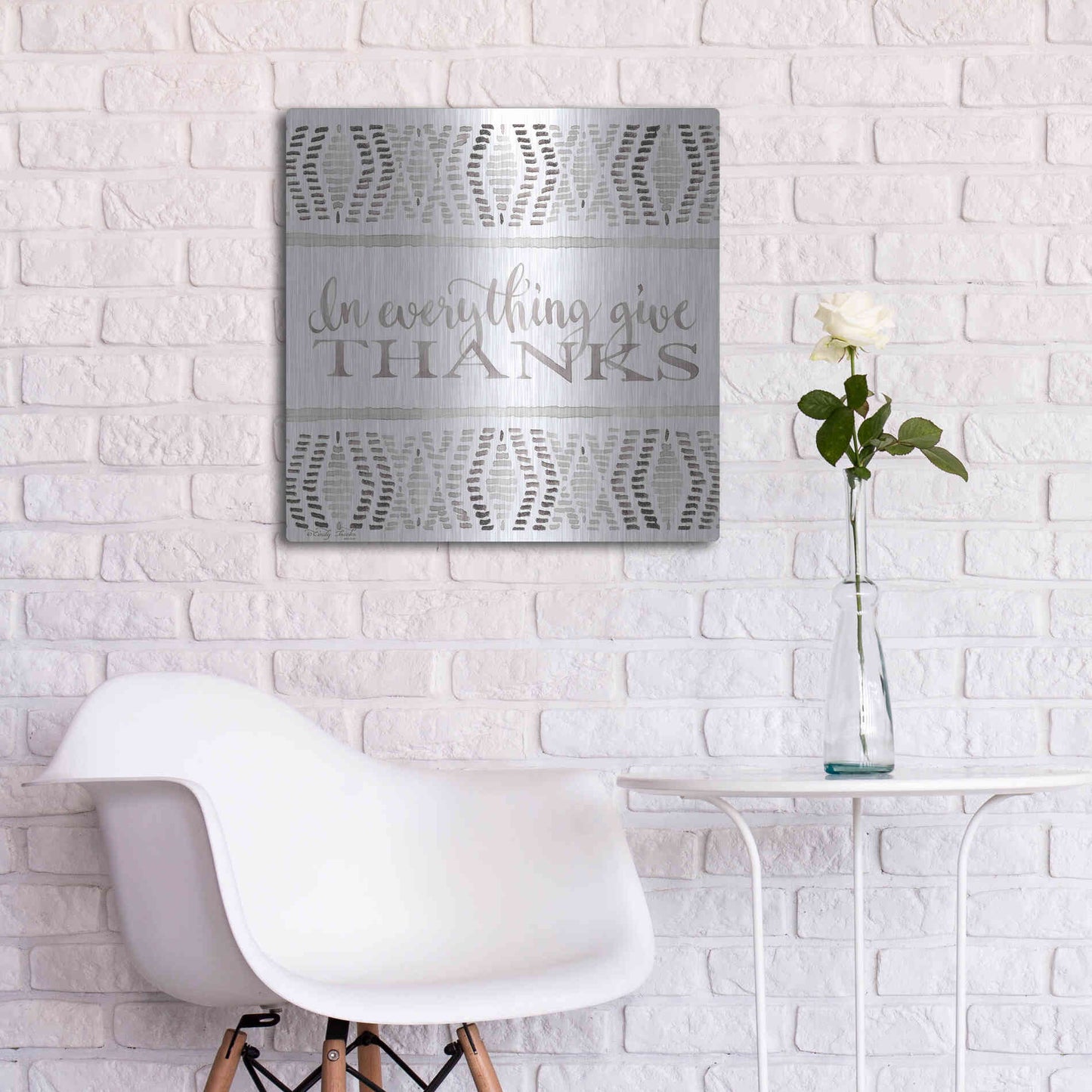 Luxe Metal Art 'In Everything Give Thanks' by Cindy Jacobs, Metal Wall Art,24x24