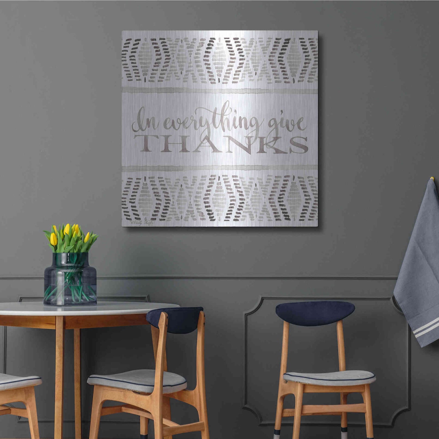 Luxe Metal Art 'In Everything Give Thanks' by Cindy Jacobs, Metal Wall Art,36x36