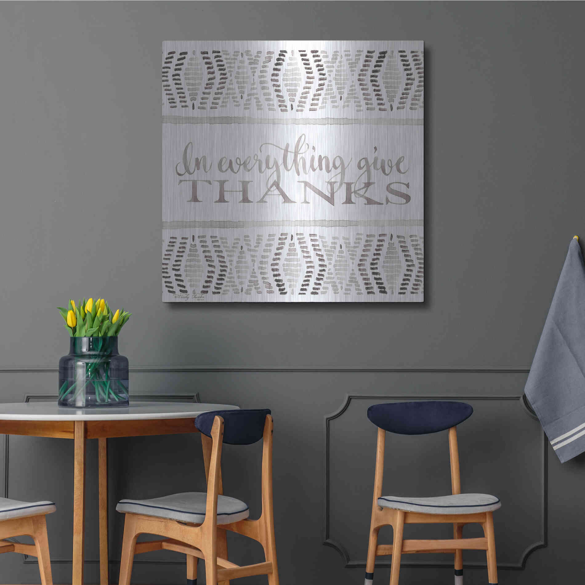Luxe Metal Art 'In Everything Give Thanks' by Cindy Jacobs, Metal Wall Art,36x36