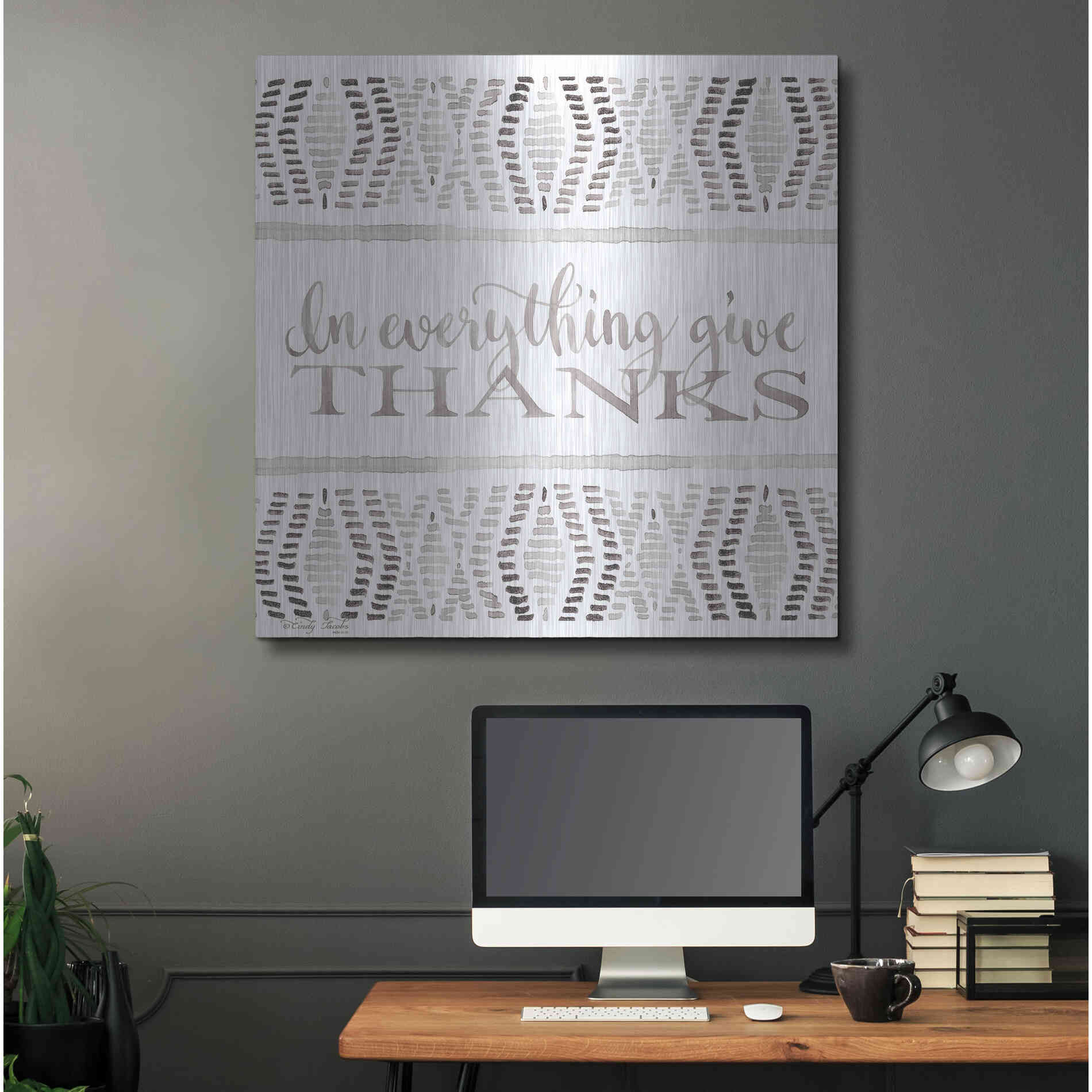Luxe Metal Art 'In Everything Give Thanks' by Cindy Jacobs, Metal Wall Art,36x36