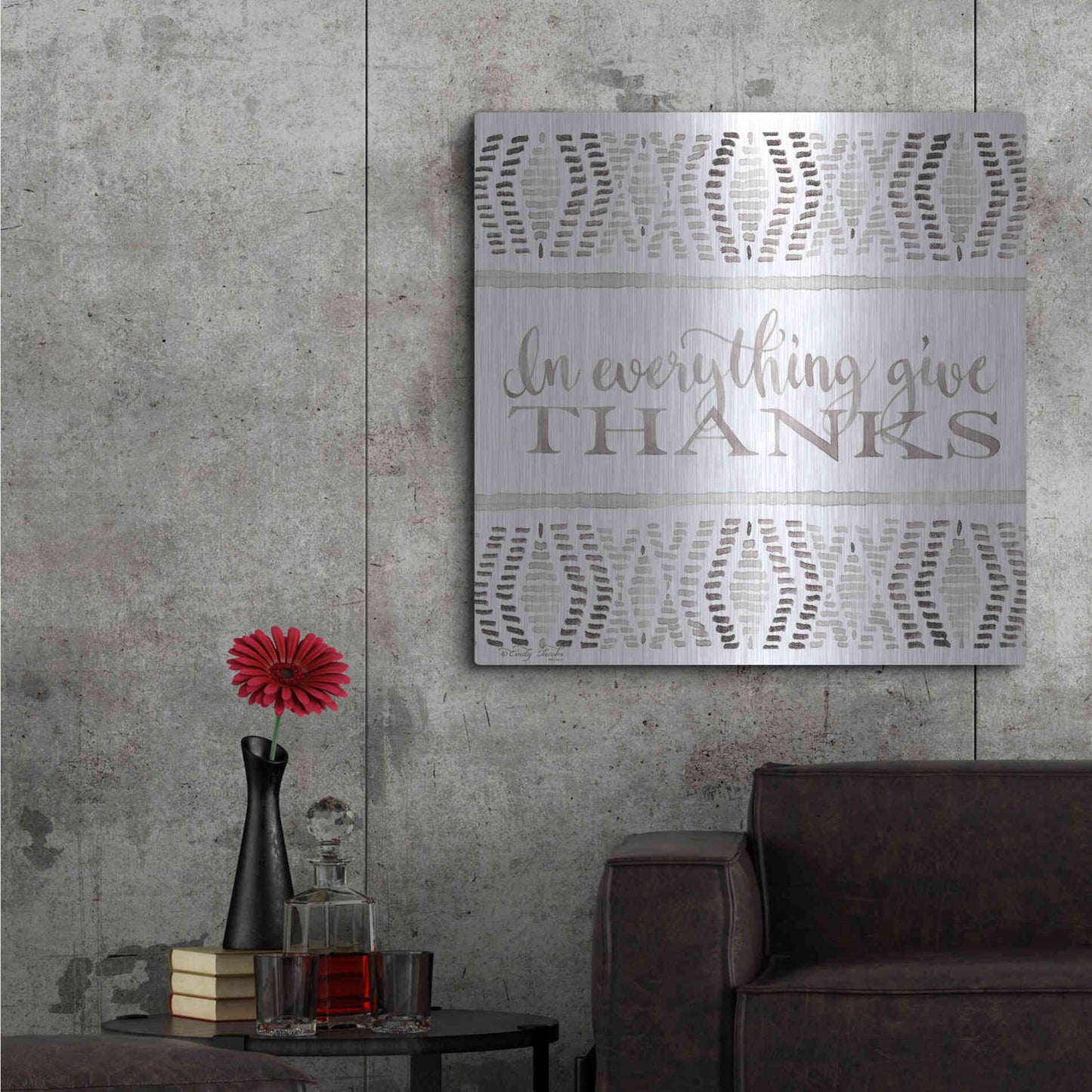 Luxe Metal Art 'In Everything Give Thanks' by Cindy Jacobs, Metal Wall Art,36x36