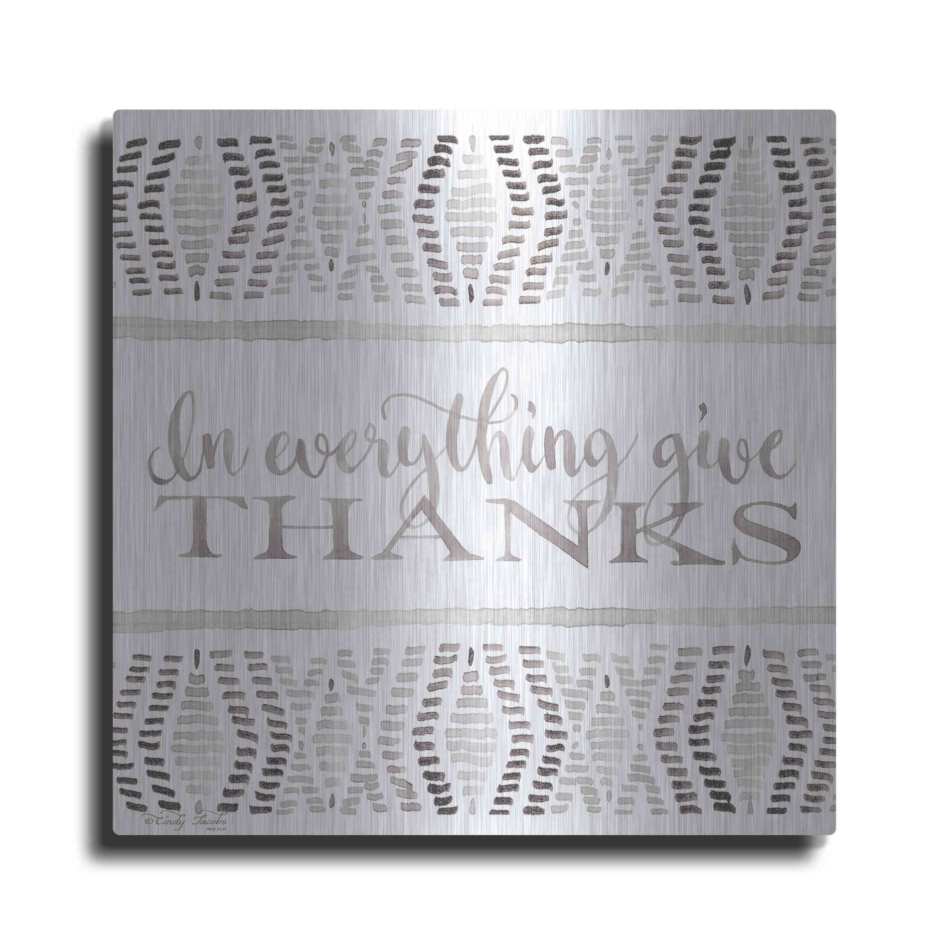 Luxe Metal Art 'In Everything Give Thanks' by Cindy Jacobs, Metal Wall Art