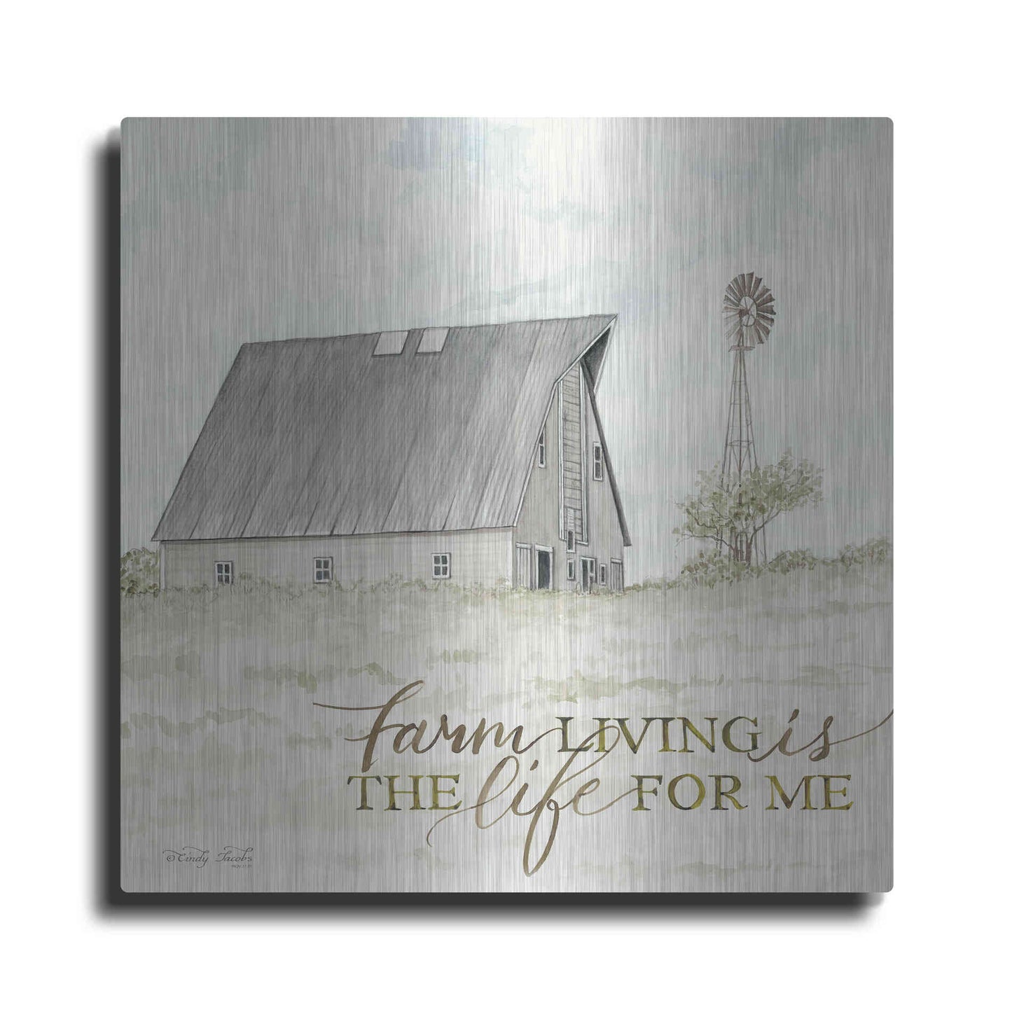 Luxe Metal Art 'Farm Living' by Cindy Jacobs, Metal Wall Art