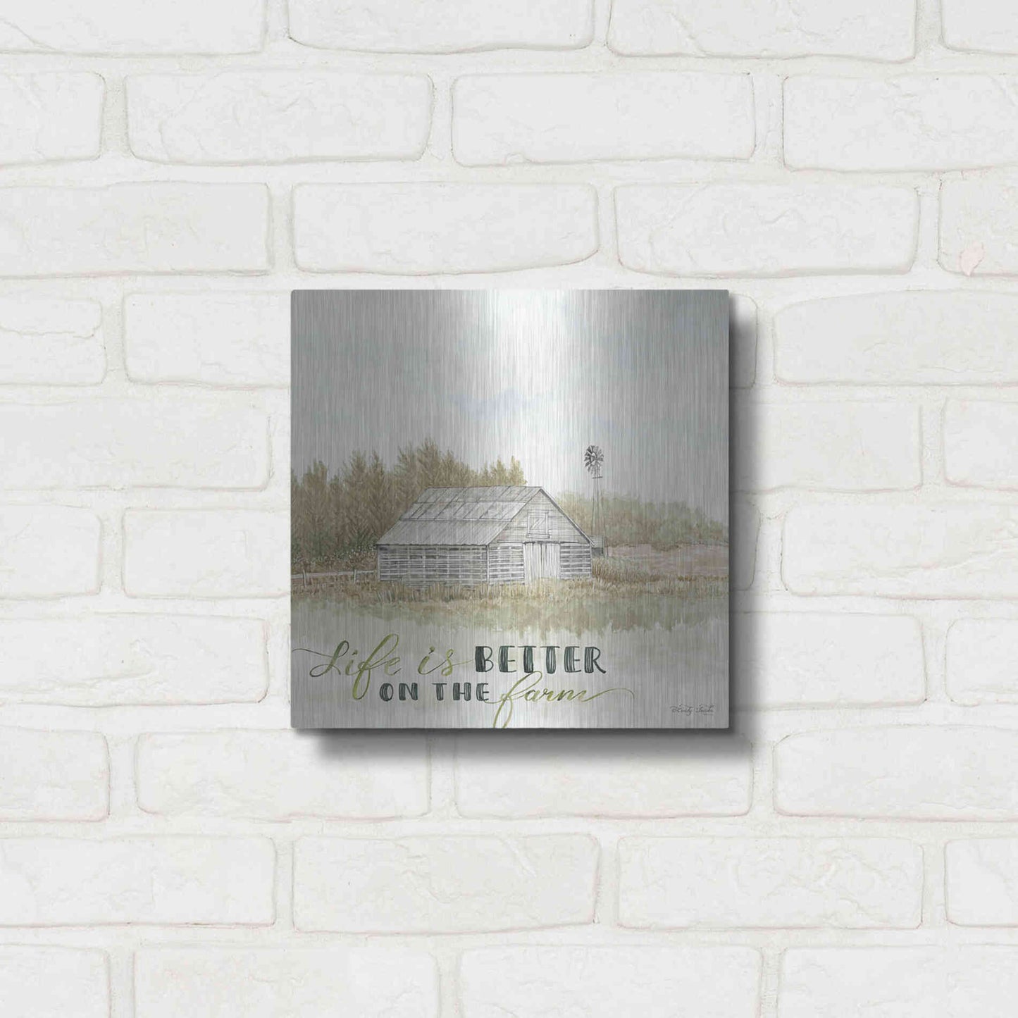 Luxe Metal Art 'Life is Better on the Farm' by Cindy Jacobs, Metal Wall Art,12x12