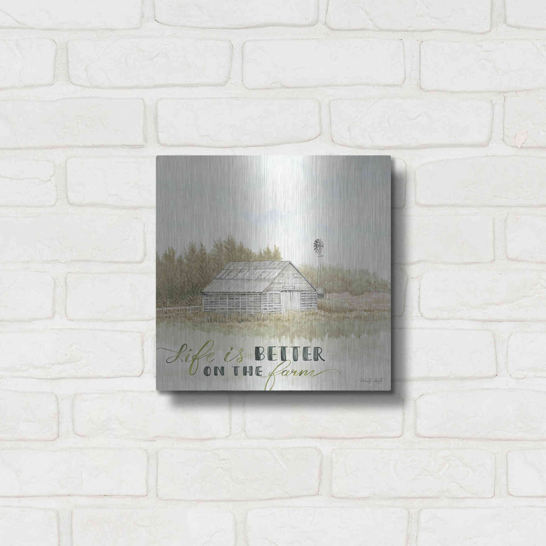 Luxe Metal Art 'Life is Better on the Farm' by Cindy Jacobs, Metal Wall Art,12x12
