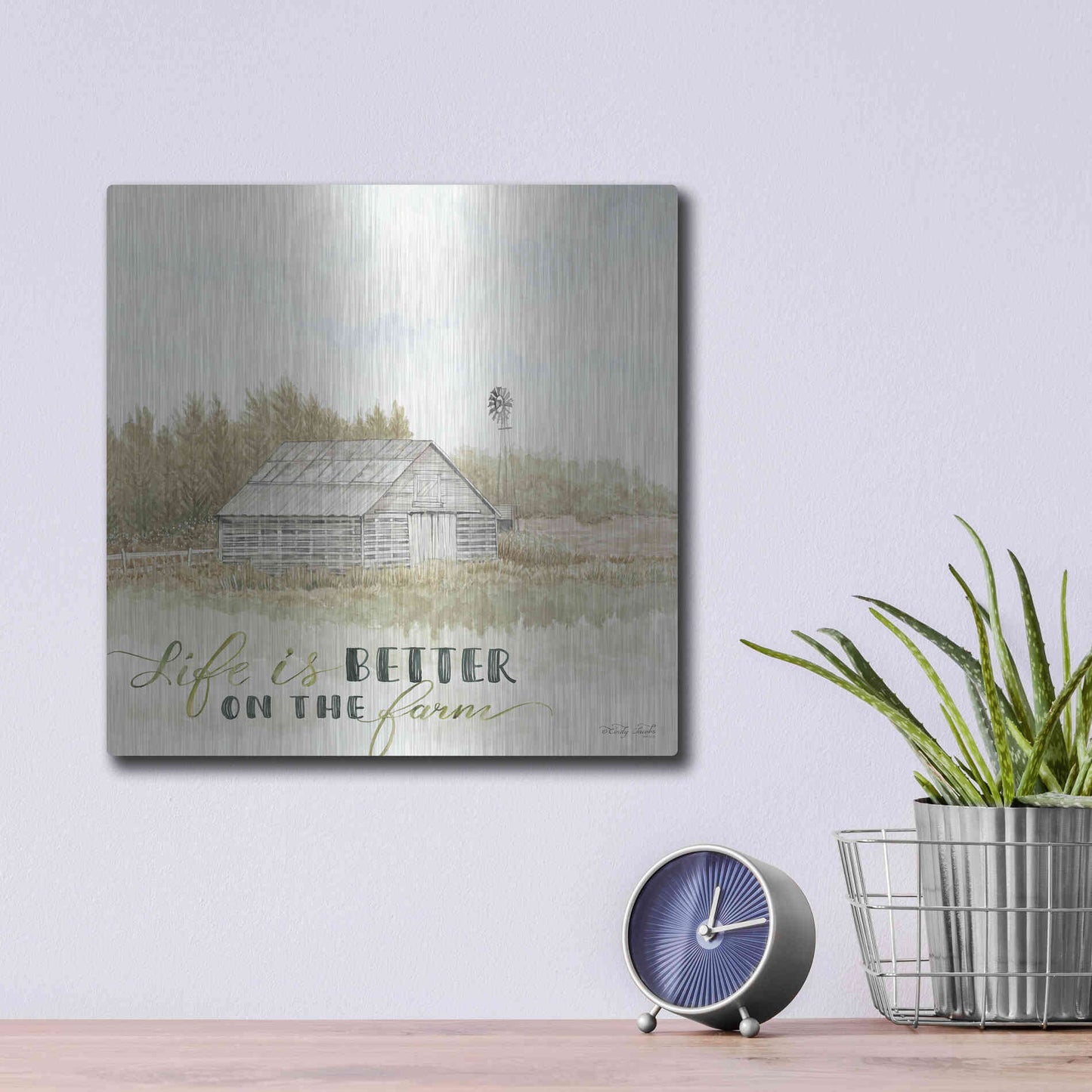 Luxe Metal Art 'Life is Better on the Farm' by Cindy Jacobs, Metal Wall Art,12x12