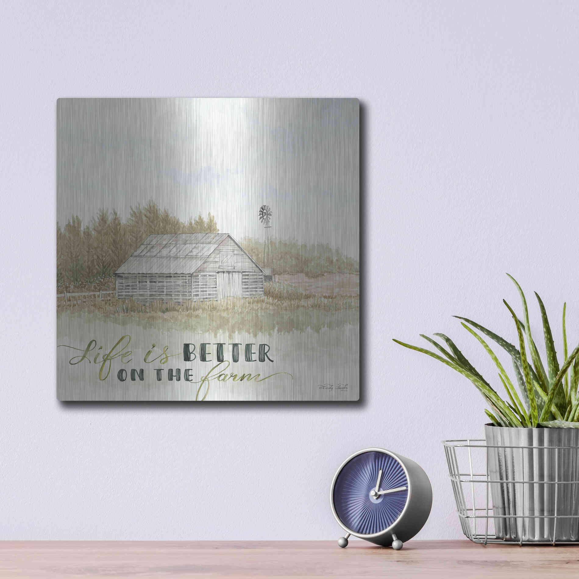 Luxe Metal Art 'Life is Better on the Farm' by Cindy Jacobs, Metal Wall Art,12x12